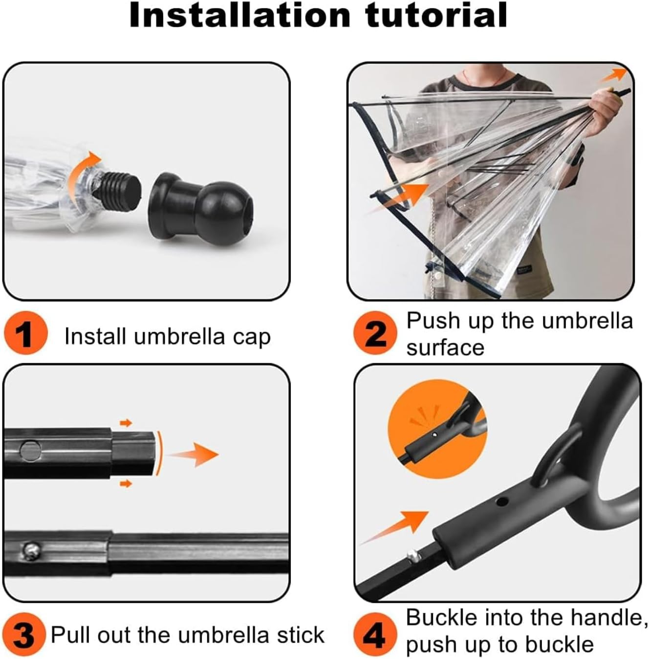 MOMOGEE Adjustable Pet Umbrella with Detachable Leash - Transparent Rainproof Umbrella for Dogs, C-Shape Ergonomic Handle, Waterproof Cover for Small/Medium Pets image number 5