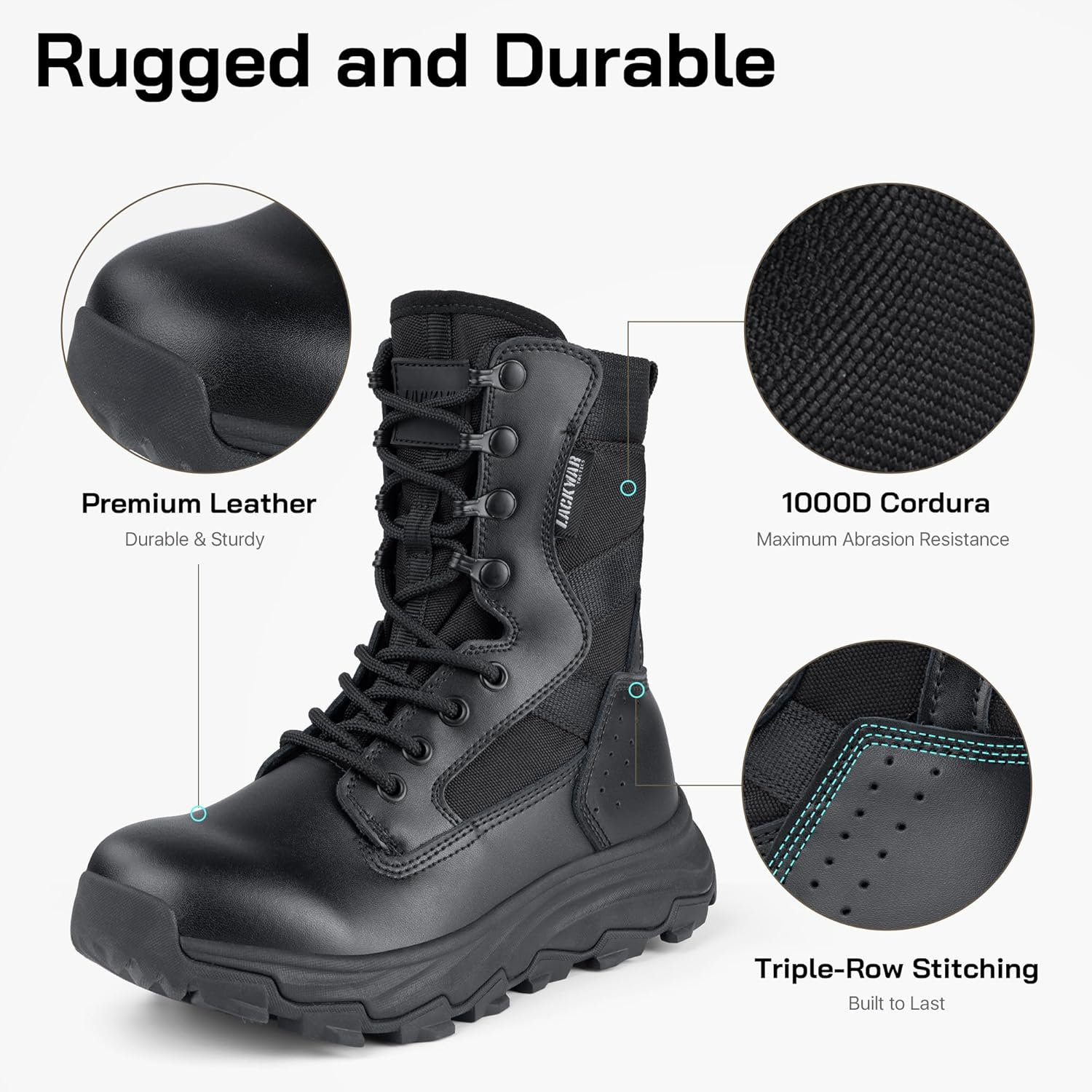 LACKWAR Women'S 8 Inch Hiking Tactical Combat Boot Waterproof Military Work Boots Lightweight Military Boots Non Slip Ankle Support Outdoor Boots for Women