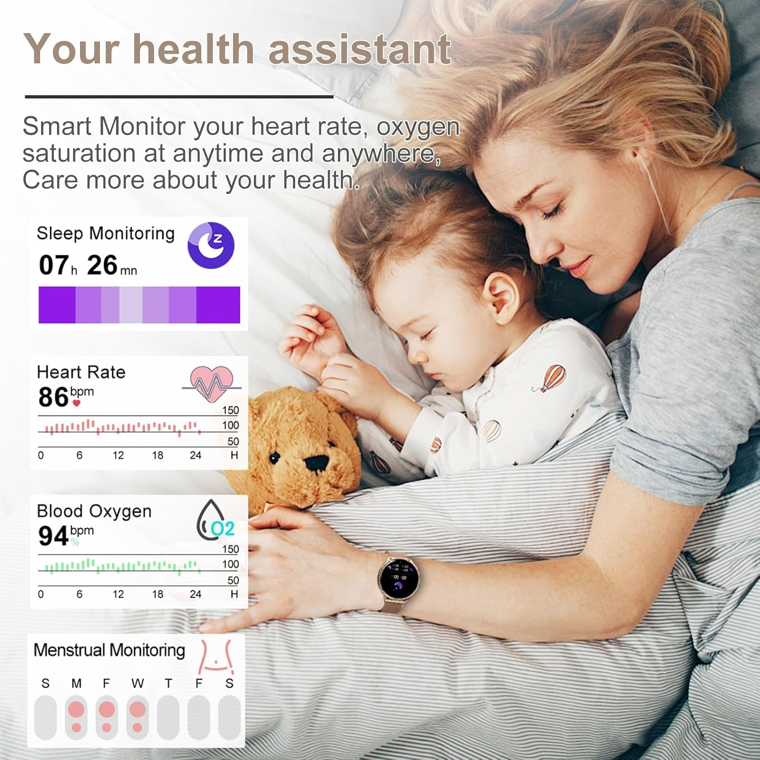 Smart Watches for Women,1.7" AMOLED Time Always-On-Display,Invisible Button,Ladies Smart Watch with Heart Rate/Blood Pressure/Sleep Monitor,120 Sport Modes Womens Smart Watches for Android Ios image number 3