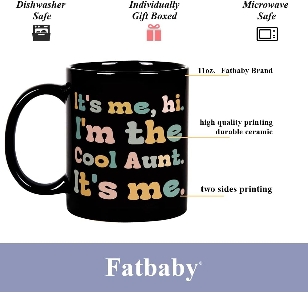 Fatbaby Cool Aunt Coffee Mug,Mother&rsquo;S Day Birthday Gifts for Aunt,New Aunt First Time Auntie to Be in My Auntie Era Tea Cup 11 OZ - Auntie Est.2025 image number 2