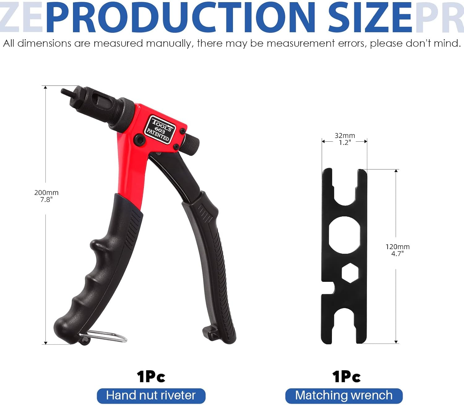 Glarks 120Pcs Rivet Nut Tool with Mandrel and Rivet Nut Kit, Threaded Insert Hand Riveter Nutsert Tool Rivet Gun with 8Pcs Metric & SAE Mandrel M3 M4 M5 M6 1/4-20 10-24 8-32 6-32 and 110Pcs Rivet Nut image number 1