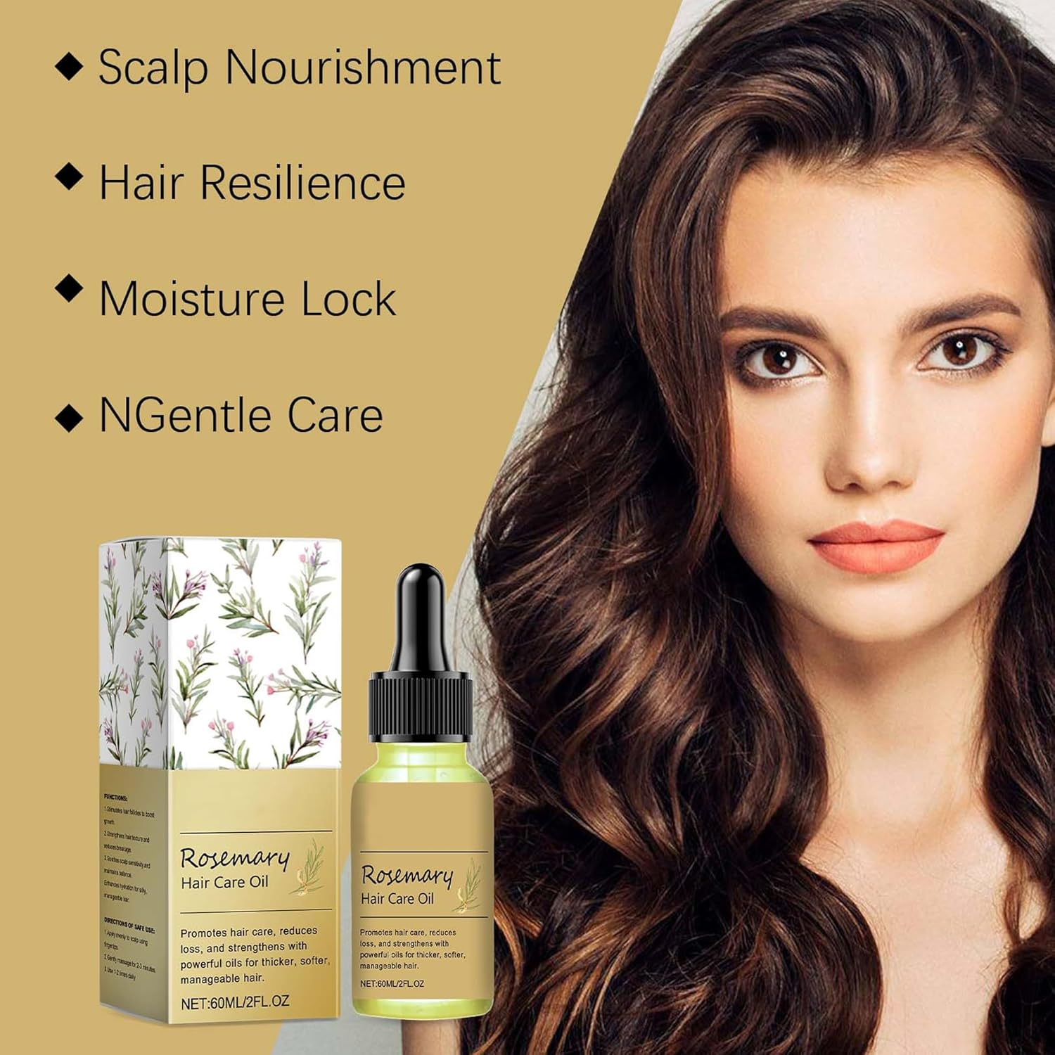 Hair Oil 60Ml Rosemary Hair Essential Oil, Rosemary Oilfrizzy & Damaged Hair | Frizz Control, Split End Treatment & Scalp Nourishment image number 1