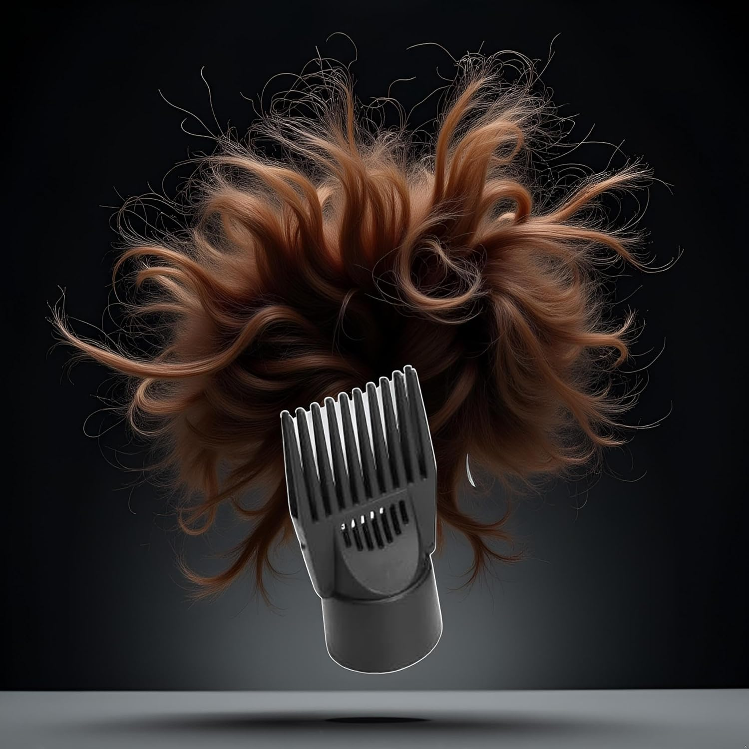 1Pc Black Universal Hair Dryer Comb Attachment for Straightening and Detangling - Nozzle Plastic Hairdressing Salon Blow Comb for Curly, Natural Hair - Styling Tools and Appliances image number 1