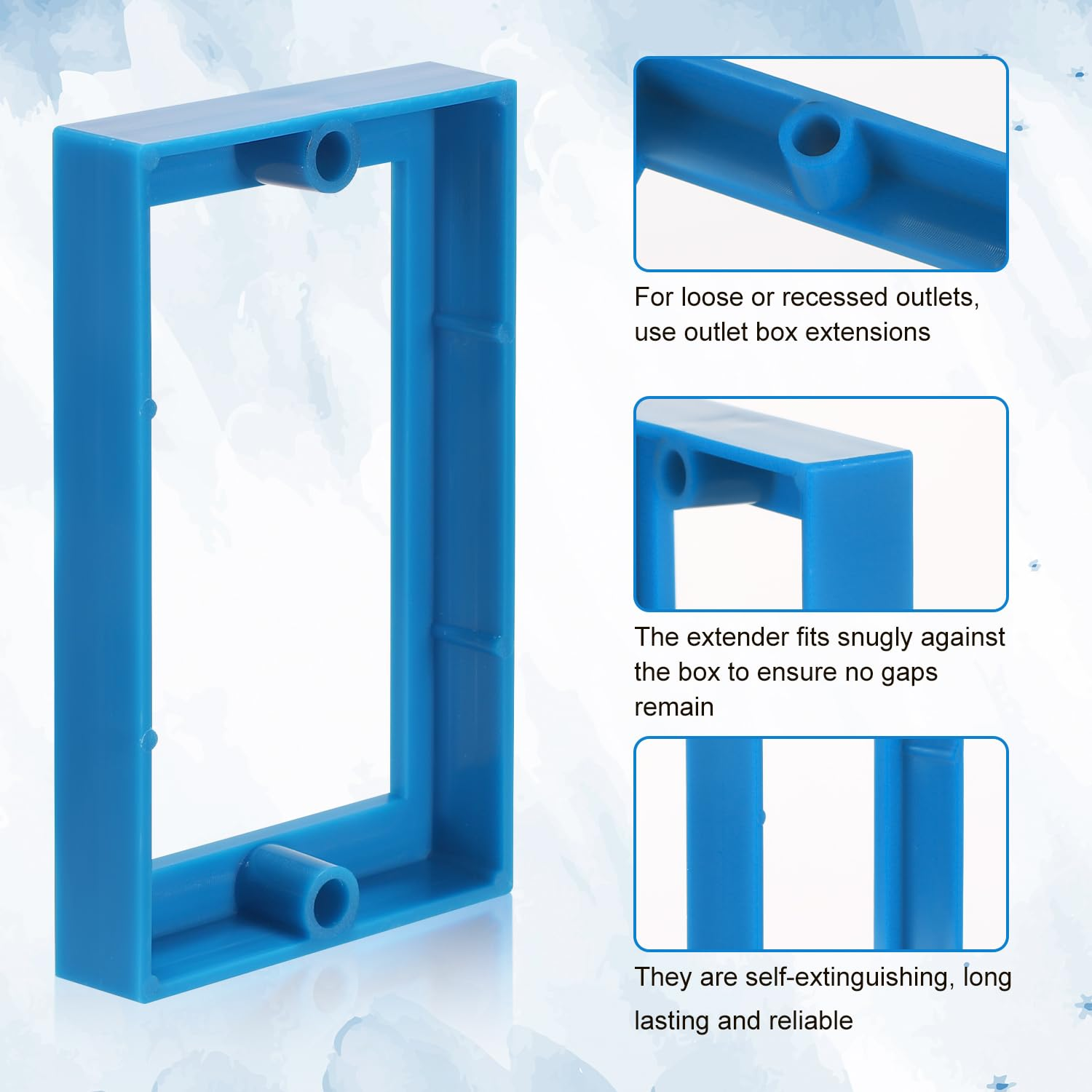 3 Pieces Electrical Box Extender Single Gang 1/2" Electrical Box Extender Junction Box Extender for Electrical Box and Electrical Outlet Switches (Blue) image number 3
