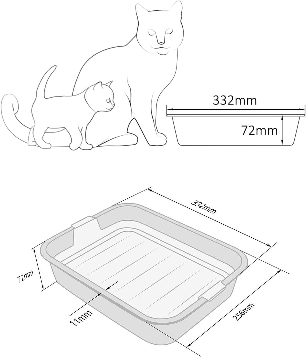 4Big.Fun Cat Litter Tray for Kittens, Cats, Rabbits & Guinea Pigs - Small, Beige, Modern, Easy to Clean, Low Entry, Removable Grille