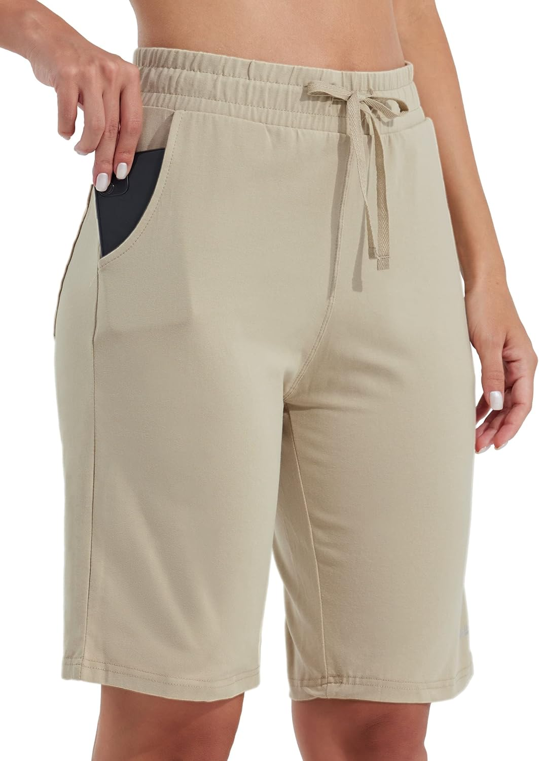 'Willit Women'S Shorts 10'' Bermuda Cotton Long Shorts Yoga Exercise Knee Length Shorts Workout Athletic with Pockets' image number 1