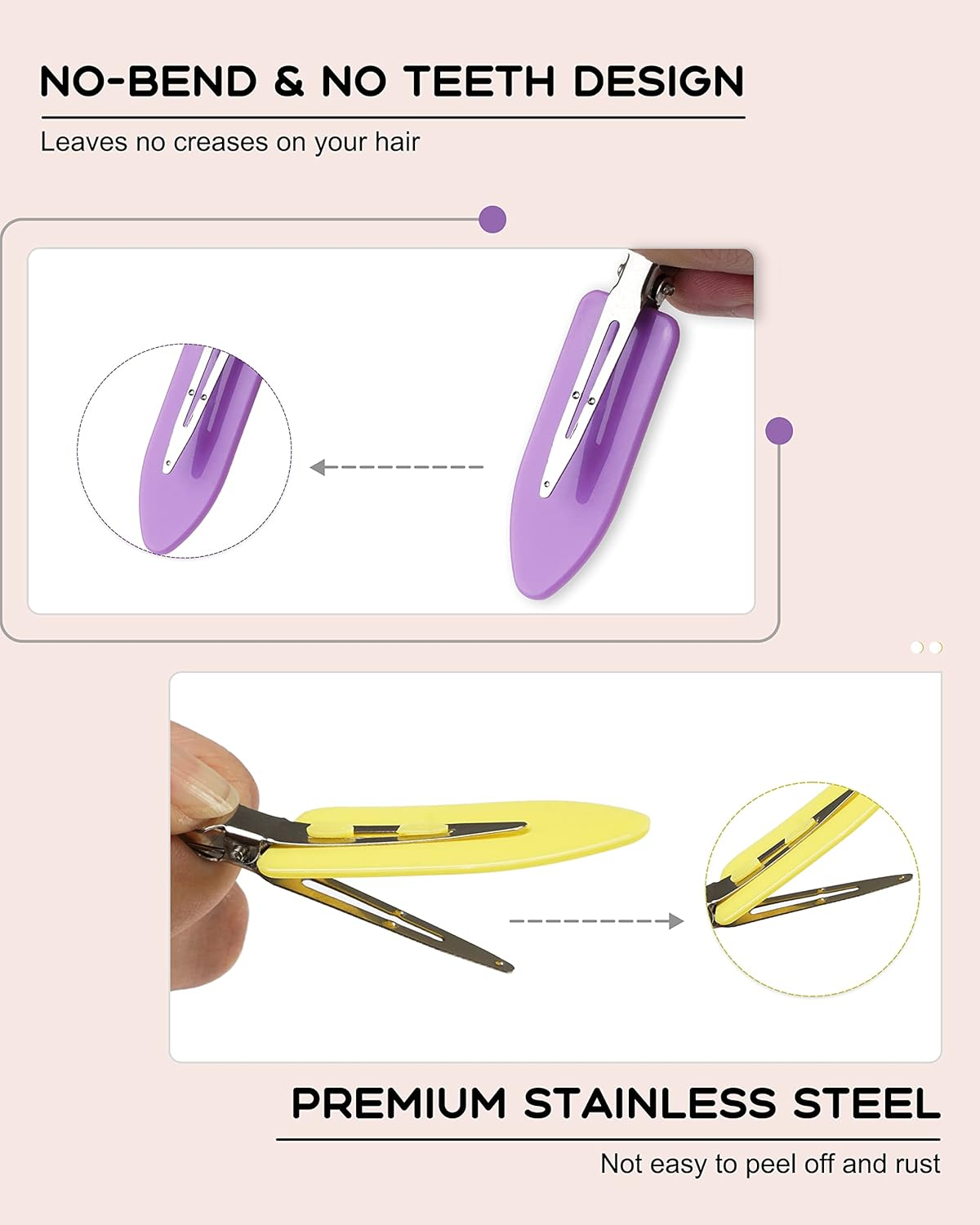 No Crease Hair Clips, 60 Pcs 2.3In Duck Billed Clips for Hair Sectioning and Styling (6 Colors) image number 2