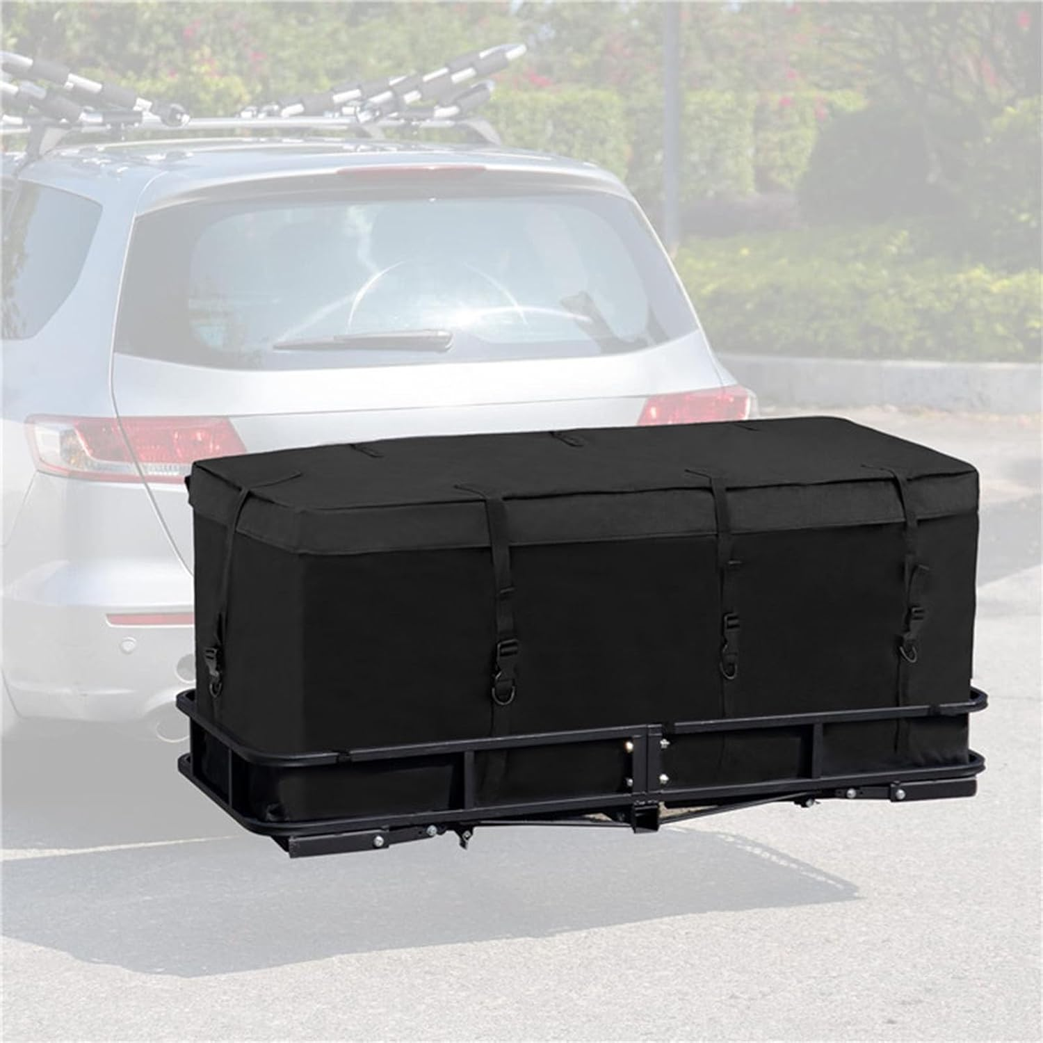 53In Waterproof Cargo Carrier Bag Universal Vehicle Organizer 600D Oxford Hitch Mount Storage for Suvs & Trucks image number 6