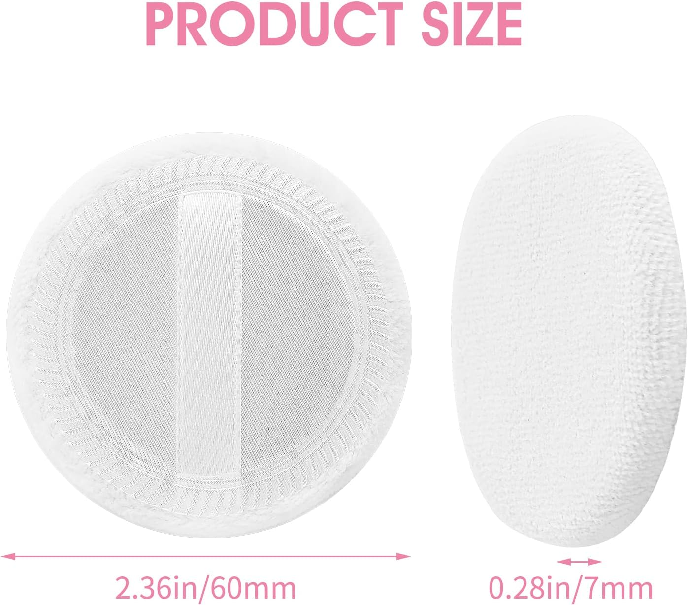 Sibba Loose Powder Puff 12 Pieces round Velour Face Makeup Compact Body Container Setting Pressed Blending Foundation Cream Make up Ribbon Strap Sponge Cushion Halloween Cosmetic Applicator (White) image number 6
