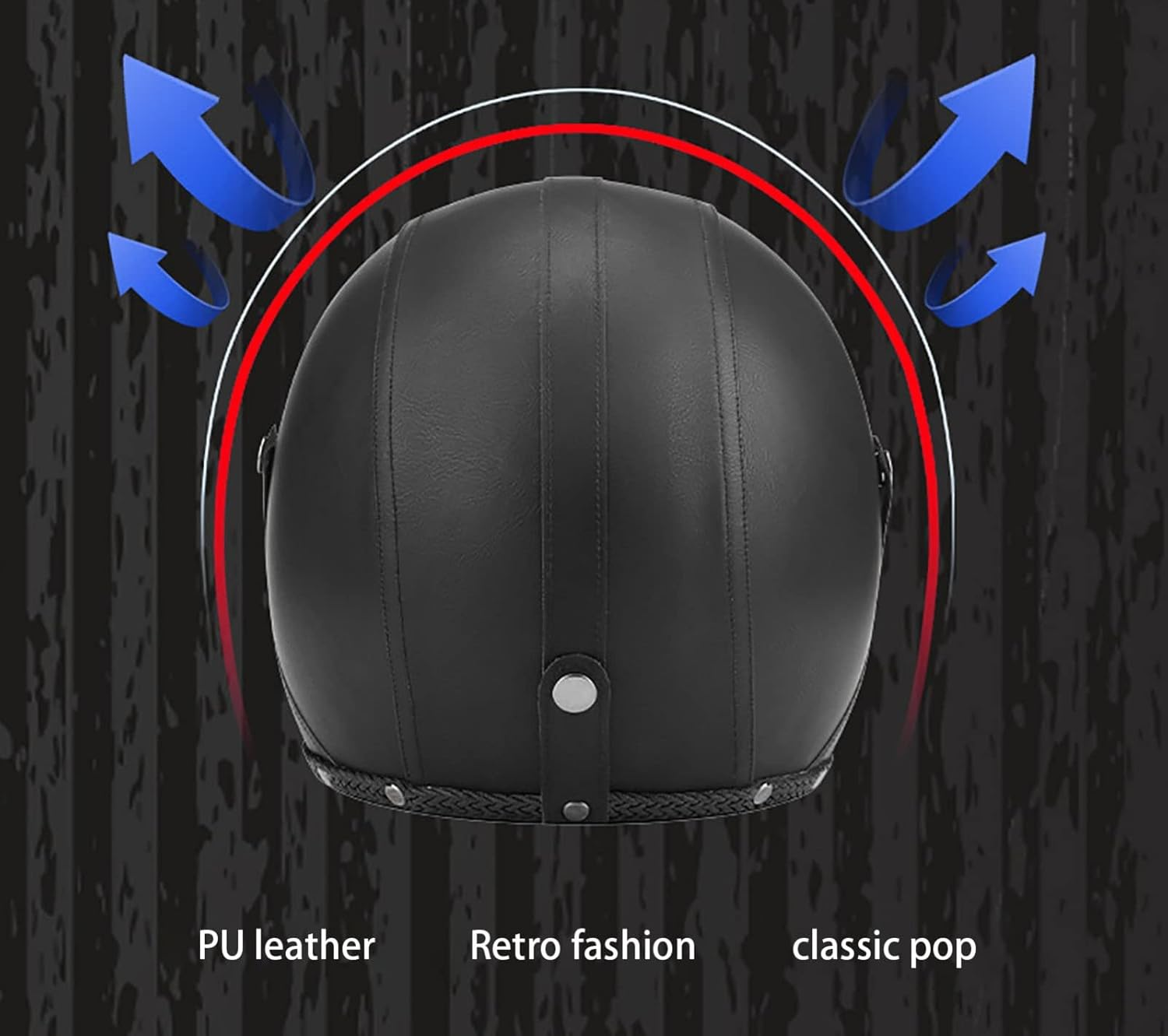 Motorcycle Helmet Vintage Motorcycle 3/4 Helmet with Bluetooth Open Face Leather Helmet with Personalized Visor Fits Adult Men Women DOT/ECE Approved Jet Helmet image number 2