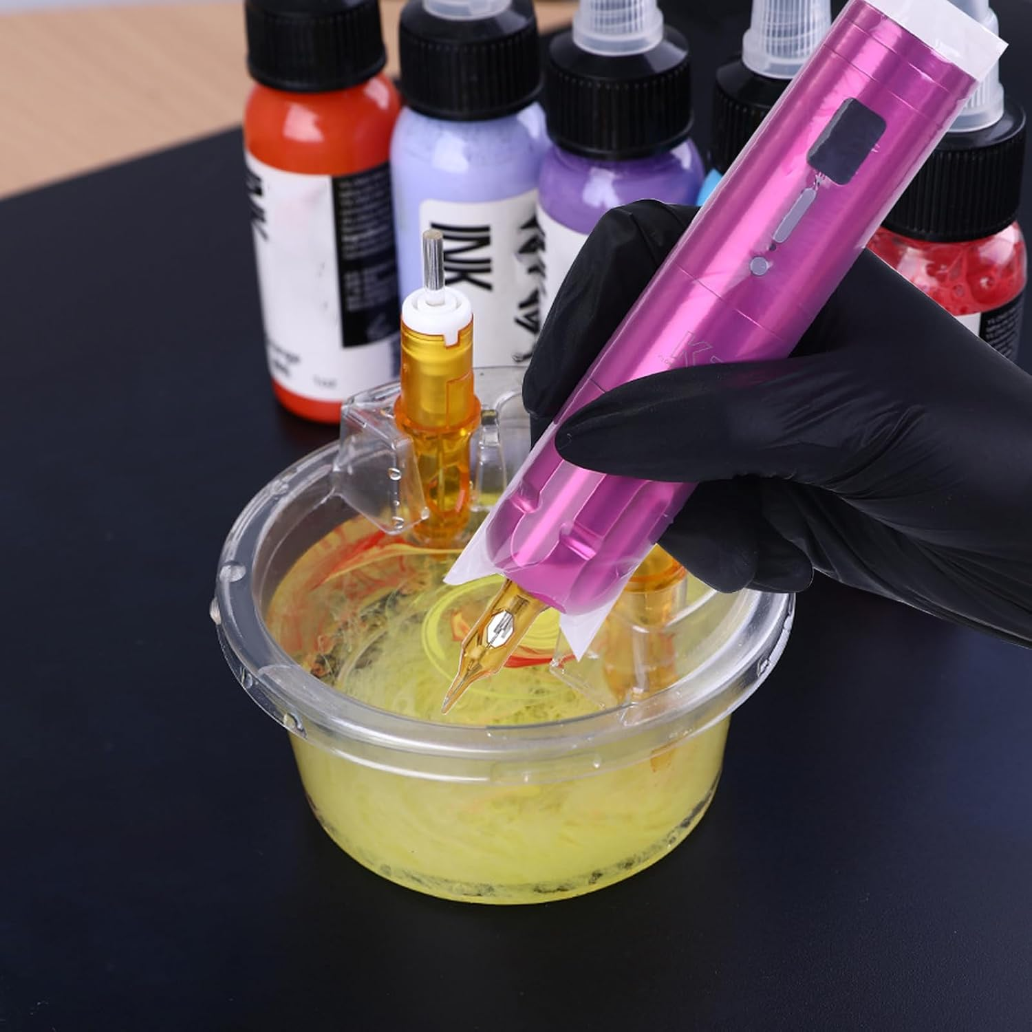 HOINCO 20PCS Disposable Tattoo Cartridge Cup Holder,Tattoo One Piece Needle Placement Rack Disposable Plastic Cup Working Cup Cleaning Cup image number 6