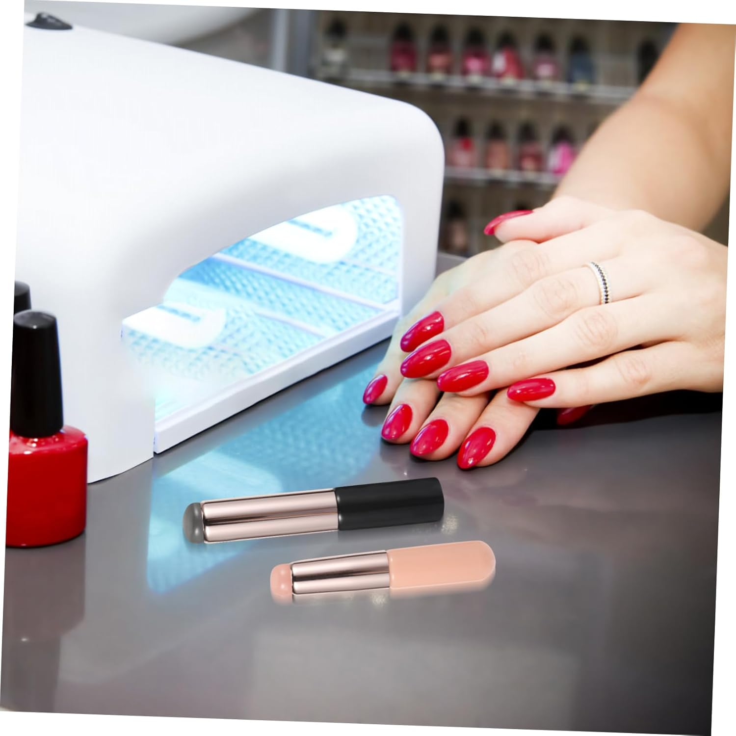 ADOCARN 2Pcs Nail Art Brushes Gradient Glue Tool Silicone Brush for Professional Application image number 1