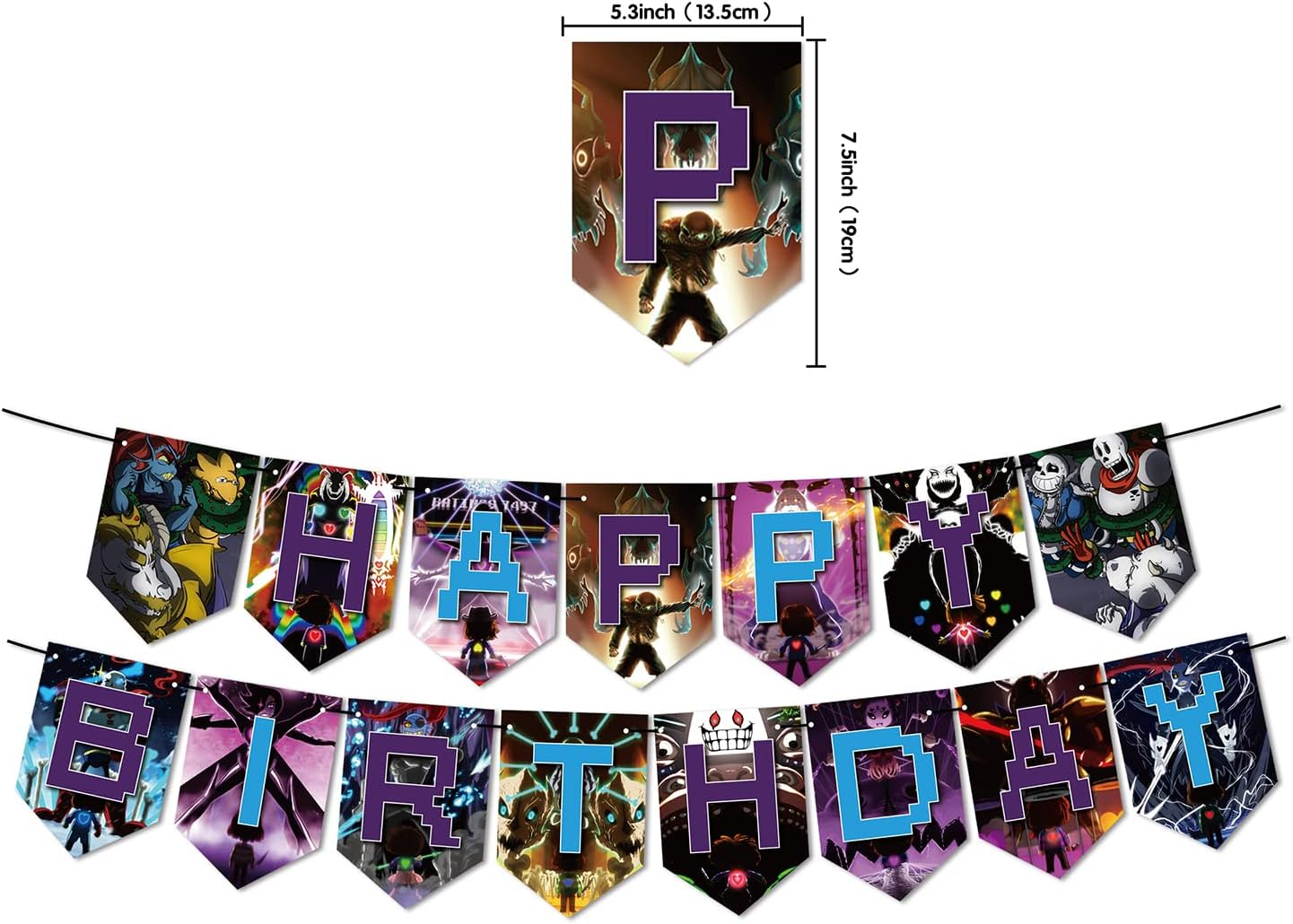 82 Pcs Undertale Birthday Party Supplies, Including Cake Caps, Cupcake Caps, Flags, Latex Balloons, It Is Very Suitable for Boy'S and Girl Themed Birthday Party Supplies. image number 2