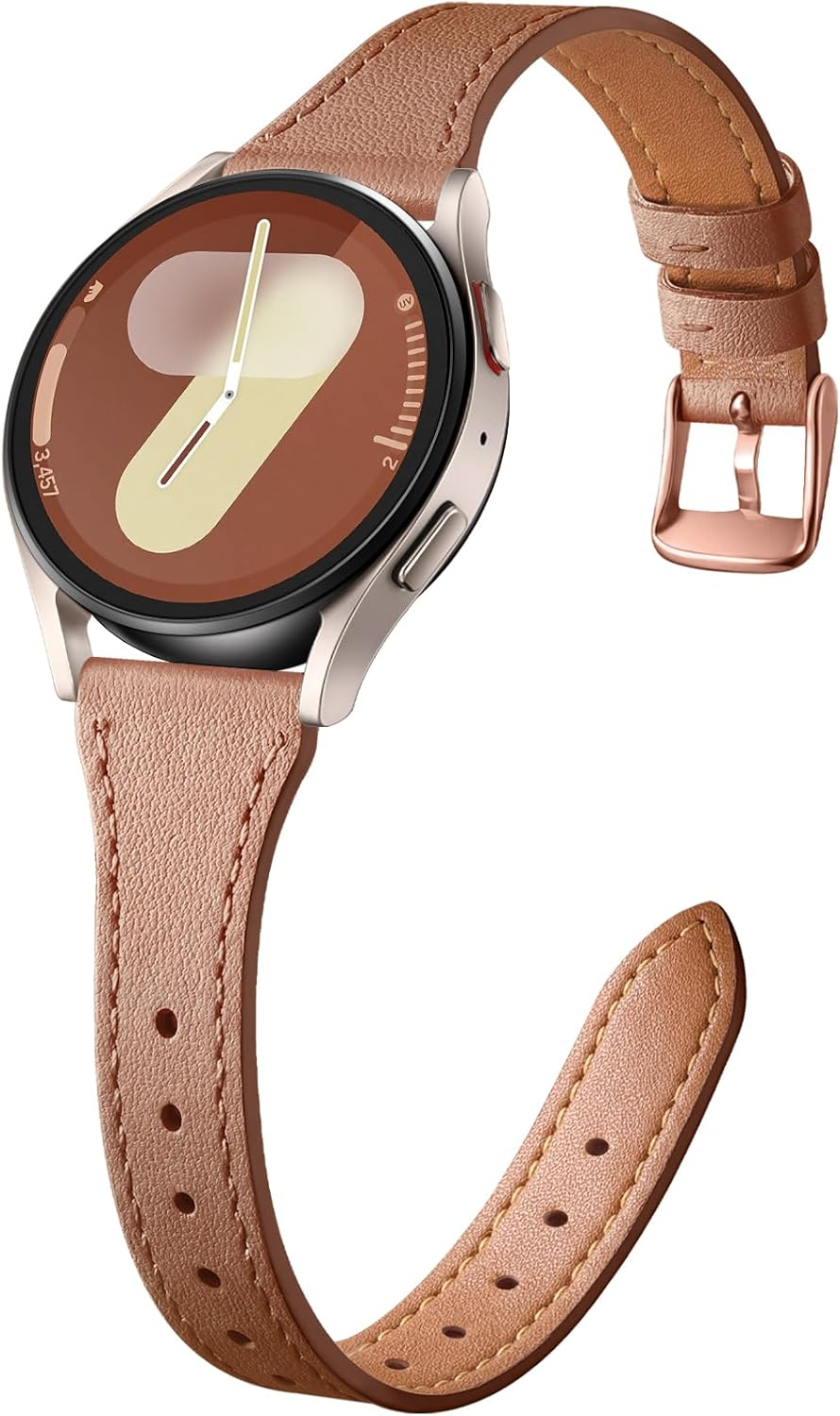 Getino Slim Leather Bands Compatible with Samsung Galaxy Watch 7 Band/Watch FE 6 5 4 40Mm 44Mm/Watch 5 Pro Band 45Mm/Galaxy Watch 6 Classic 43Mm 47Mm, Top Grain Genuine Leather 20Mm Watch Band Women