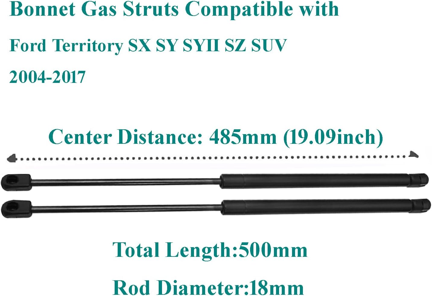 6Pcs Gas Struts for Ford Territory SX SY SZ 2004-2017 Bonnet Hood+Tailgate Boot+Rear Hatch Door Window Glass Lift image number 3