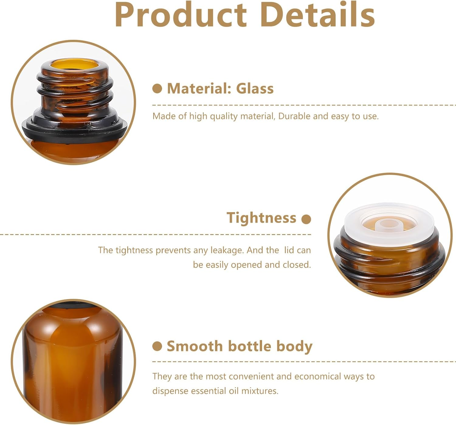 MOBUTOFU 12Pcs 30ML Amber Glass Essential Oil Bottles with Large Cap and Dropper Insert, Refillable Perfume and Makeup Storage Containers for Travel and Home Use image number 1