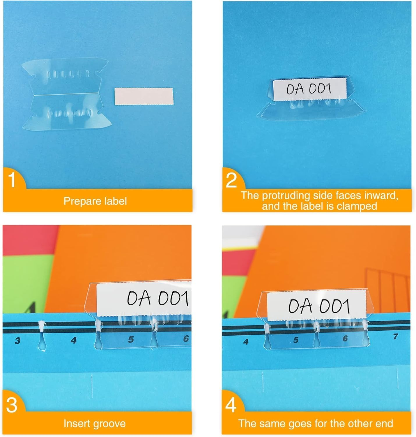 A4 Suspension File, 10 PCS Blue Polypropylene Filing Cabinet Suspension Files with Tabs and Card Inserts A4 Hanging Filing Folders for Office Organization Home Work image number 4