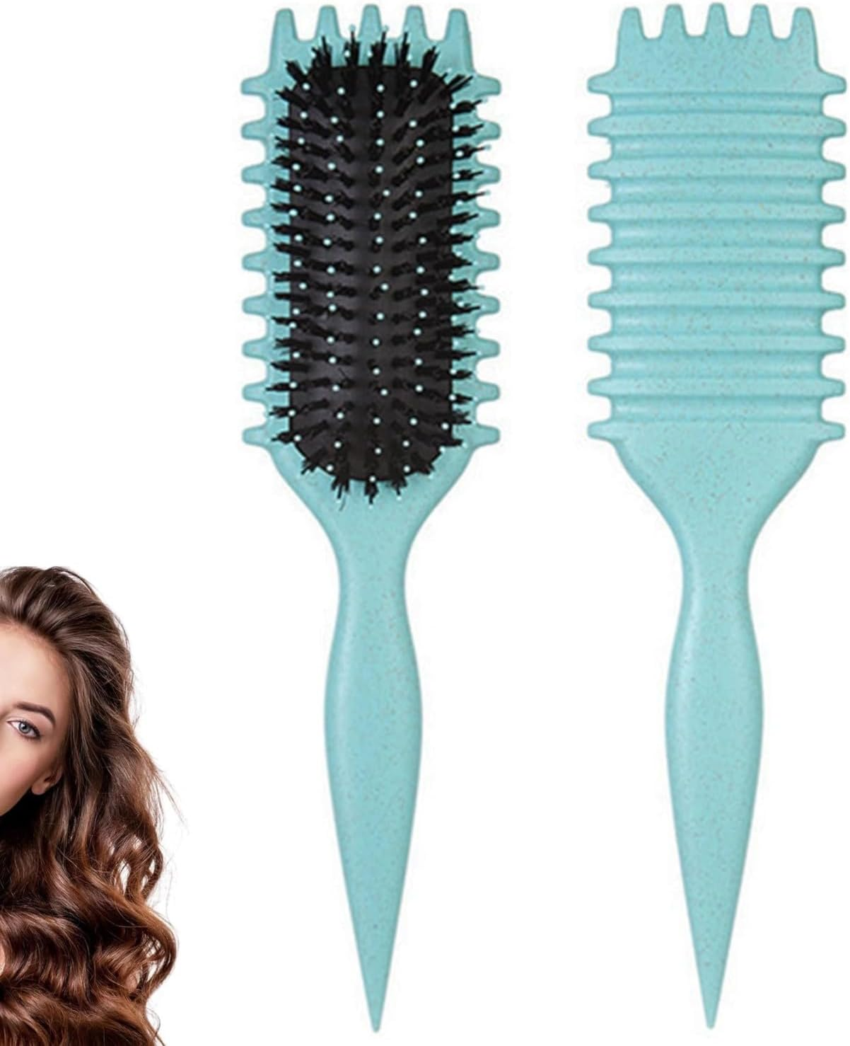 Curl Hair Brush, Curl Define Styling Brush, 2024 Bounce Curl Brush, Hair Brush for Detangling, Shaping & Defining Curls (Green)