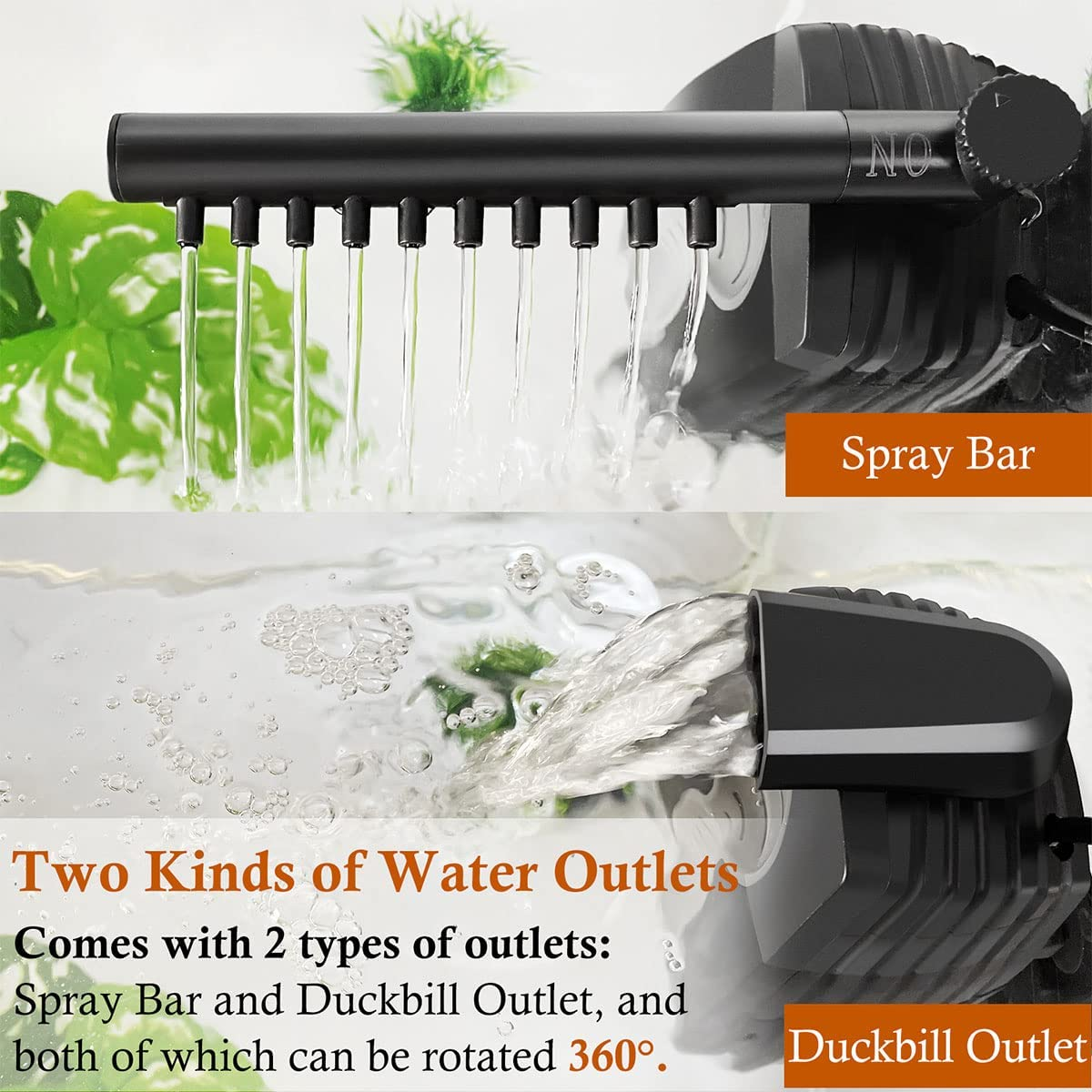 600L/H Adjustable Fish Tank Filter, 8W Submersible Aquairum Internal Filter for up to 30L-180Litres Fish and Turtle Tank image number 2