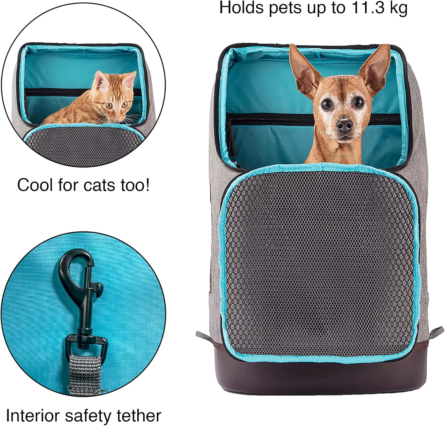 Kurgo Dog Carrier Backpack for Small Pets - Dogs & Cats | TSA Airline Approved | Cat | Hiking or Travel | Waterproof Bottom | G-Train | K9 Ruck Sack | Red | Grey (Heather Charcoal Grey)