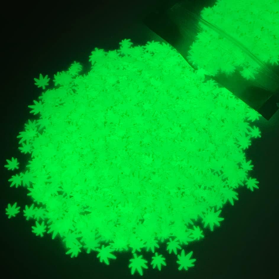 Glow in the Dark Leaf Glitter - Solvent Resistant & Cosmetic Grade - Festival Rave Makeup Face Body Nails Resin Arts & Crafts, Tumblers, Bath Bombs, Resin - Weed Pot Marijuana Leaf - Black image number 7