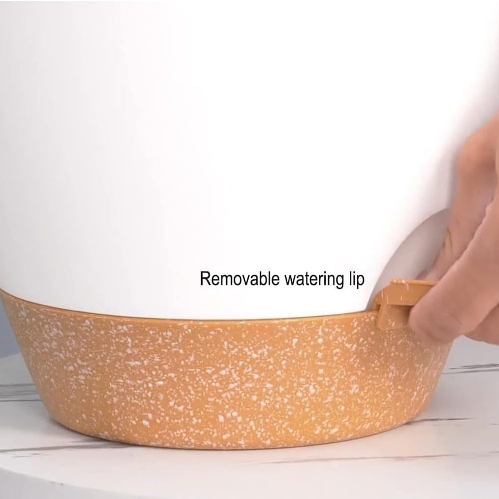 5 Pack Self Watering Plant Pots with Drainage Holes and Trays &ndash; 7/6.5/6/5.5/5 Inch Modern Decorative Plastic Planters for Indoor Outdoor Plants, Succulents, Flowers, Herbs image number 5