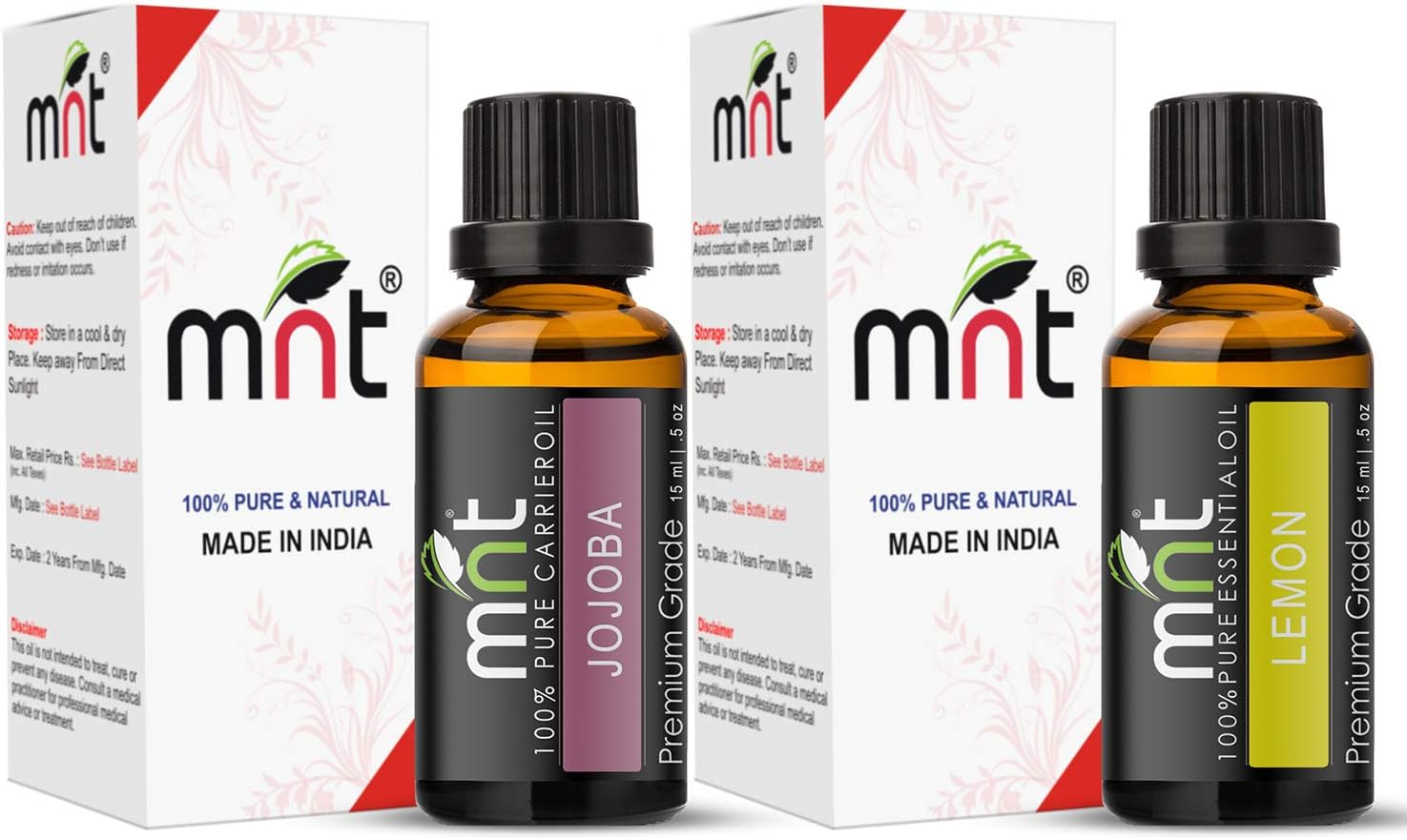 MNT Combo of Jojoba Oil and Lemon Oil for Hair Growth, Skin Care (Each 15ML) - 100% Pure Natural Oil image number 3