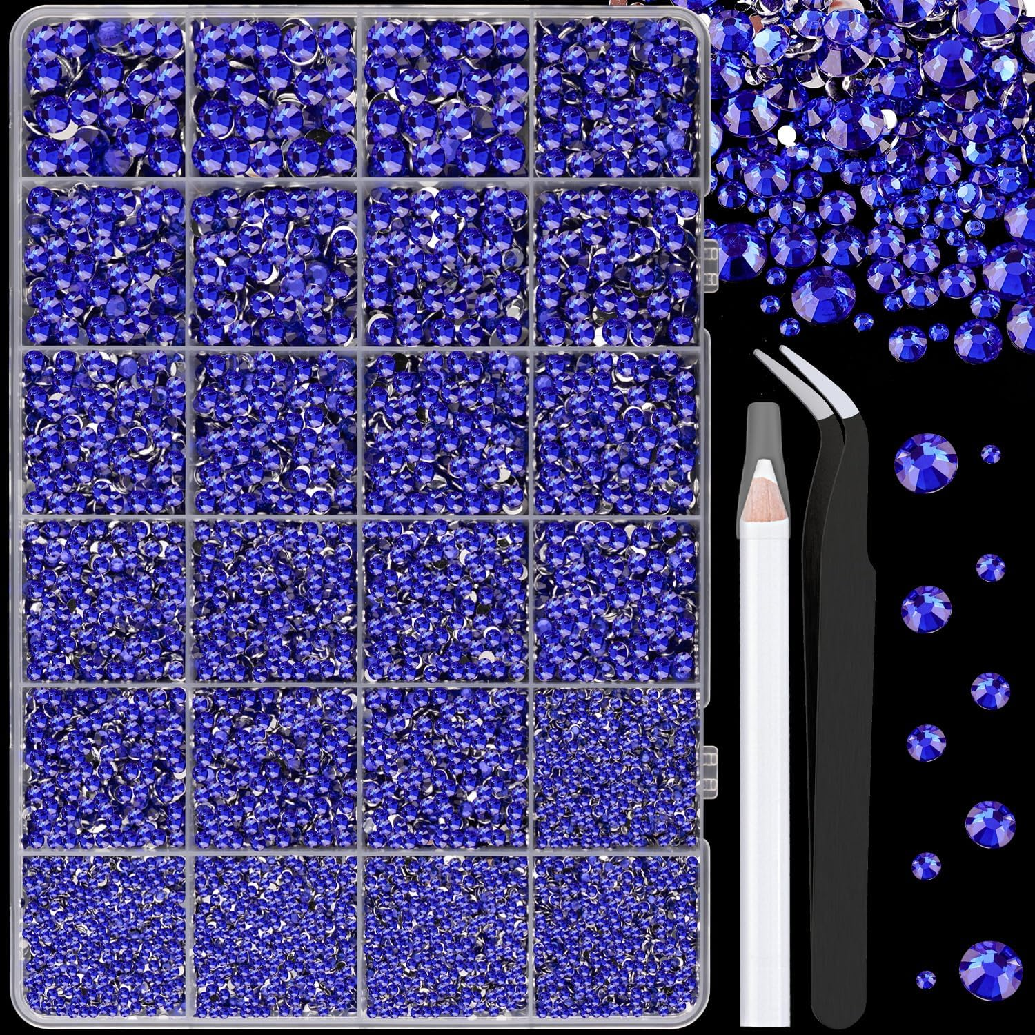 25000Pcs Resin Jelly Rhinestones for Crafting, Black 2-6Mm Mixed Sizes Non Hotfix Flatback Gems, Bedazzling Crystal for DIY Crafts Clothing Tumblers Mugs Shoes Fabric Nail Art - Black image number 4