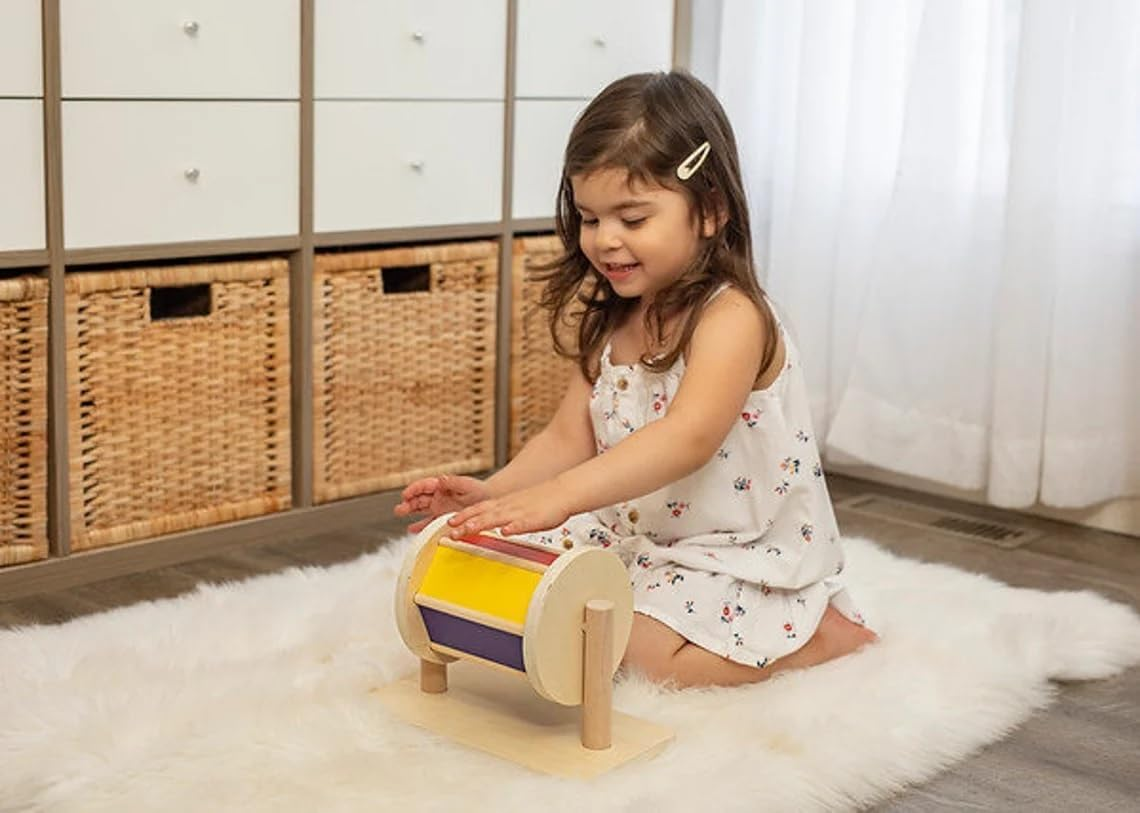 YAANI Montessori Spinning Drum - Baby & Toddler Toys, Sensory Play for 6+ Months for Boys & Girls image number 5