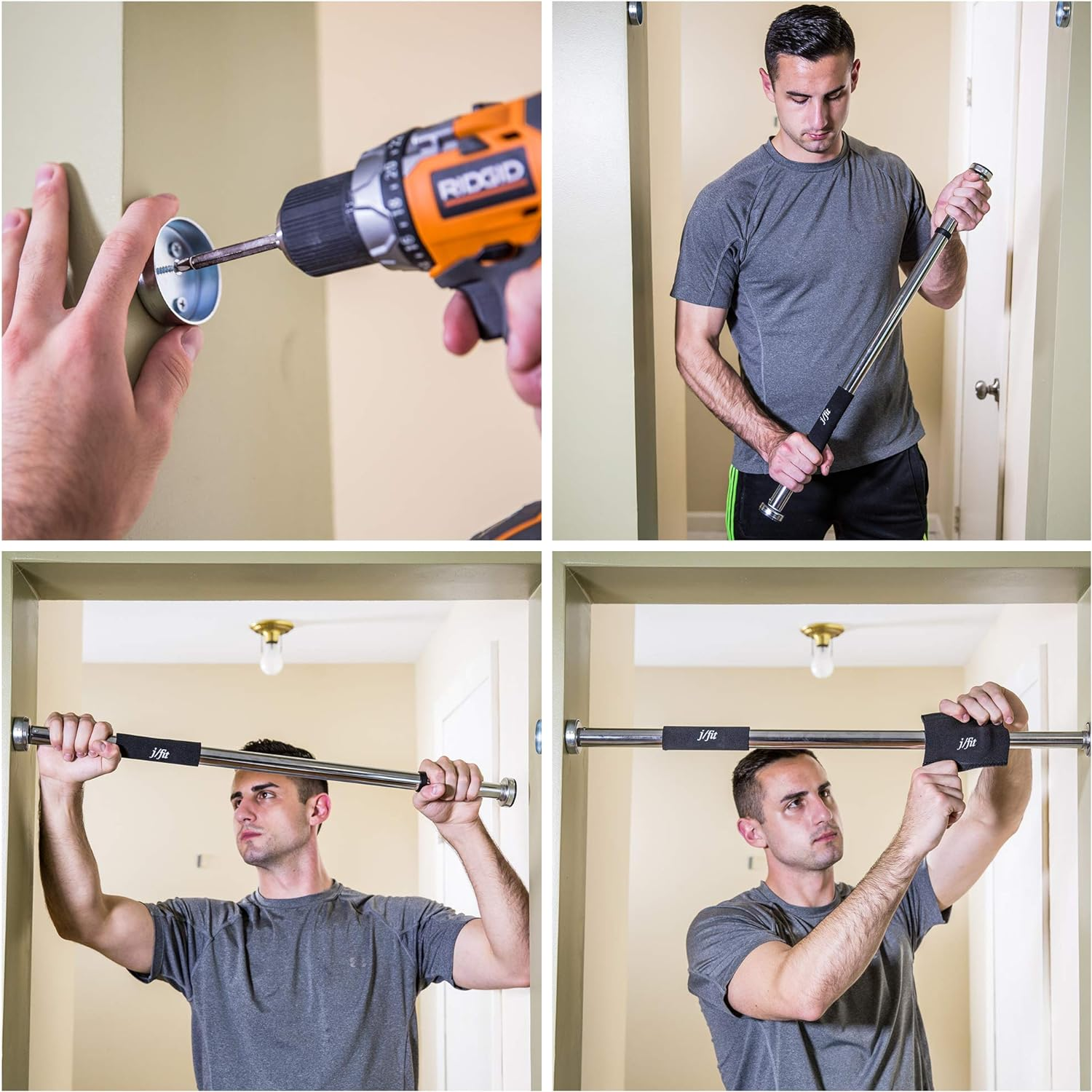 JFIT Deluxe Multi Exercise Doorway Pull-Up Bar with Comfort Grips image number 2