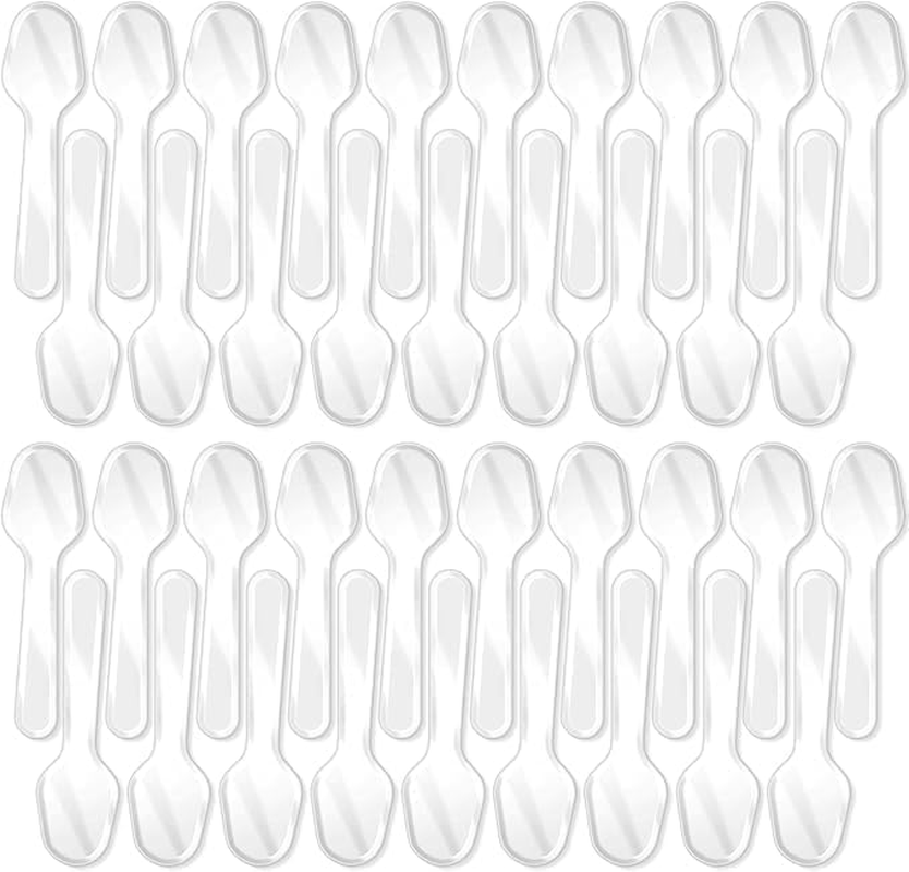 Roczential Small Plastic Spoons, 50 Pieces Transparent Mini Spoons for Ice Cream, Cake, Pudding, Yogurt (7.5Cm/2.95Inch) image number 2