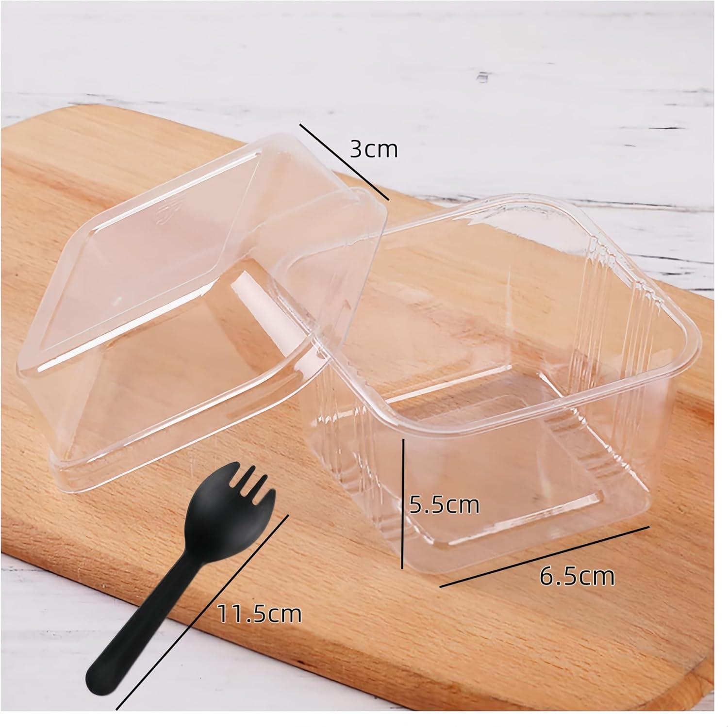 Square Clear Dessert Cups,8 Oz Dessert Cups with Lids and Sporks,Fruit Cups with Lid for Party,Yogurt Parfait Containers for Pudding, Yogurt Fruit, Mousse and Ice Cream(50Pcs) image number 2