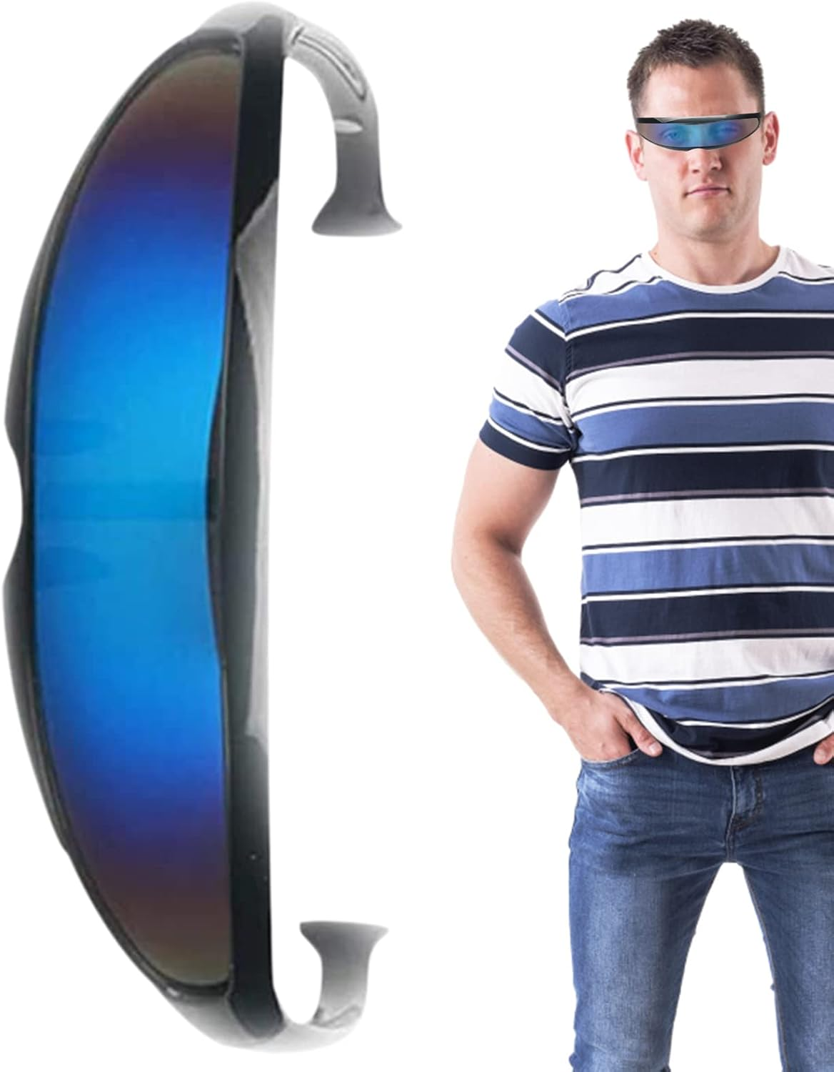 Cyclops Sunglasses | Futuristic Cyclops Visor Sunglasses,Punk Style Cosplay Glasses for Men Women, Size Pochy image number 1