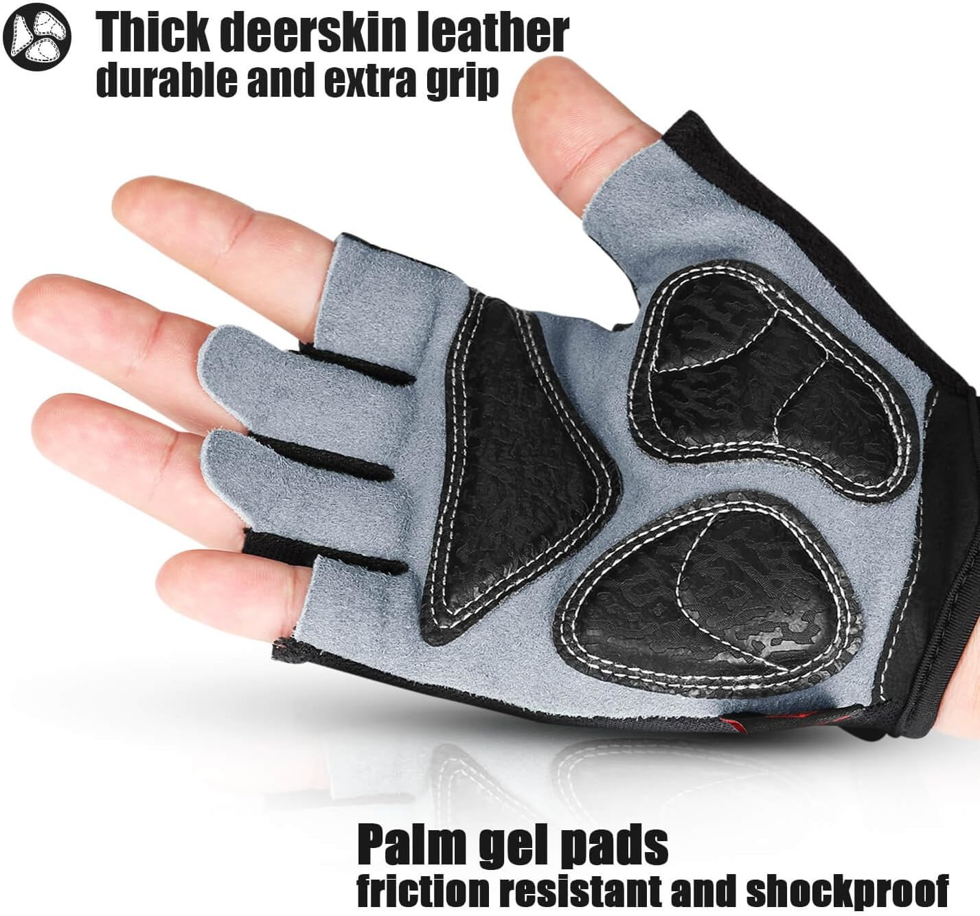 OZERO Fingerless Cycling Gloves for Men Women Silicone Anti-Slip and Shock-Absorbing Mountain Bike Gloves, Breathable Half Finger Gym Glove for MTB, Workout, Riding, Motorcycles image number 6