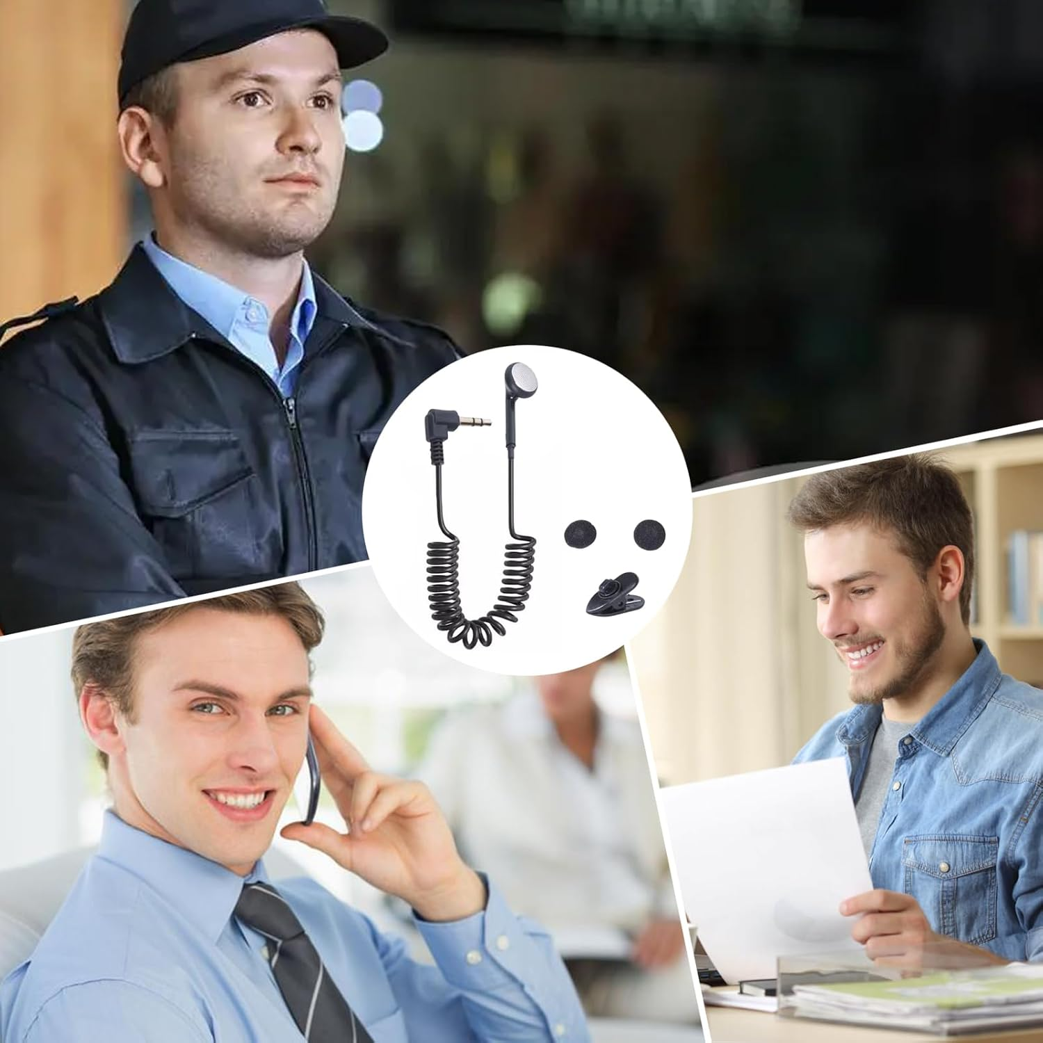 Single Earphone Headset - 3.5Mm Monopiece, Deep Bass Earphone | Retractable Spring Cord Wired Earphones, High Fidelity Mono Headset MP3 Player for Cell Phone Tablet Computer Laptop image number 1