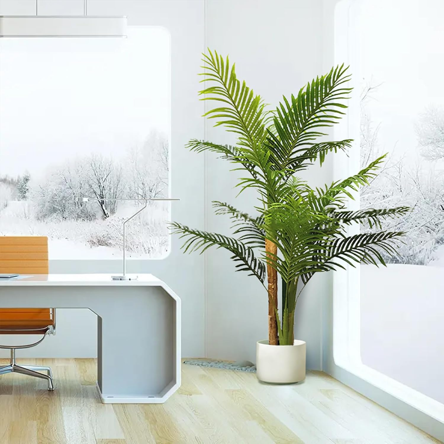 LUVAGD Artificial Palm Tree Sunflower Tree Greenery, Anti-Tilt Design, Ideal for Home and Office Indoor and Outdoor Decoration Choice (6.2Ft) image number 1