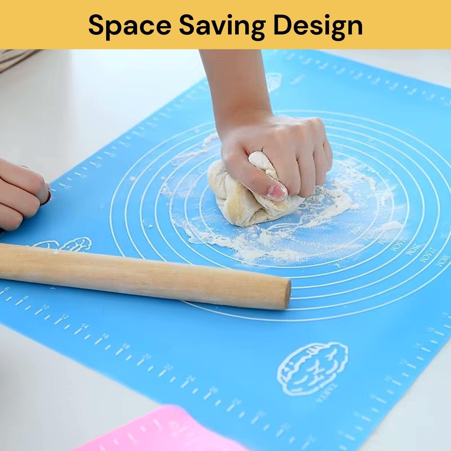 Spendeal 2PCS Silicone Baking Mat for Pastry Rolling Dough with Measurements, BPA Free Non Stick and Non Slip Pink Table Sheet Baking Supplies for Bake Pizza Cake (Blue)