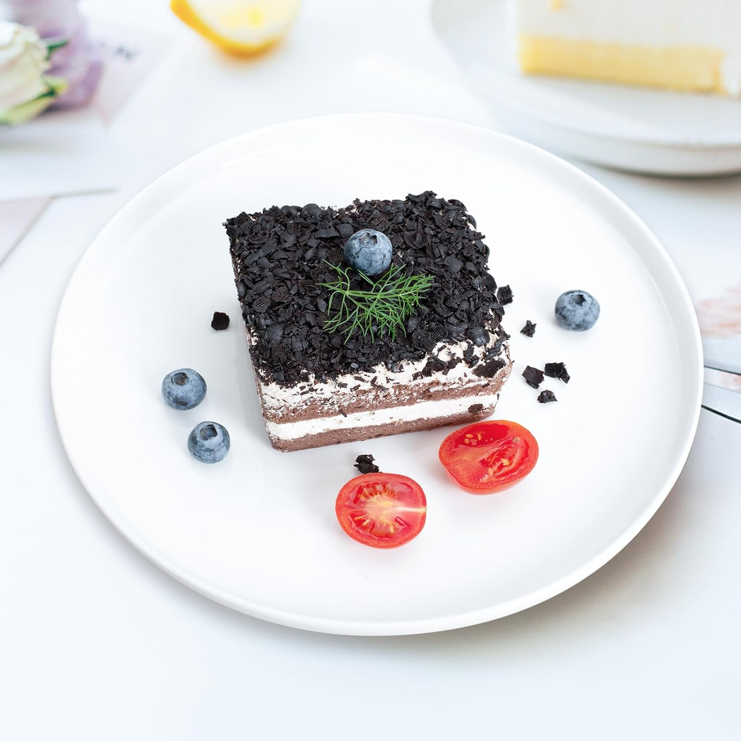 Antokueh 10 Inch White Ceramic Plates Set of 6,Round Porcelain Plate, 6-Piece Salad Dishes with Lipped Edges for Steak, Dessert, Dishwasher Oven Safe image number 3