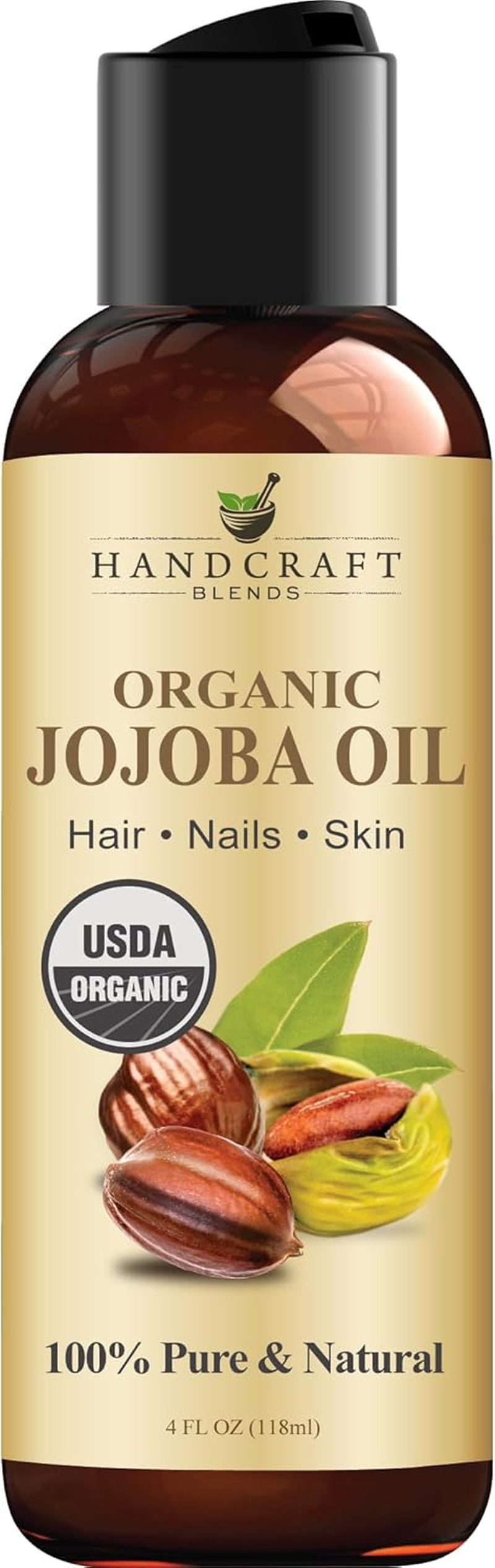 Handcraft Blends USDA Organic Jojoba Oil - Cold-Pressed 4 Fl Oz - 100% Pure and Natural - Premium Grade Carrier Oil for Skin and Hair - Hair and Body - Massage - Hexane-Free image number 2