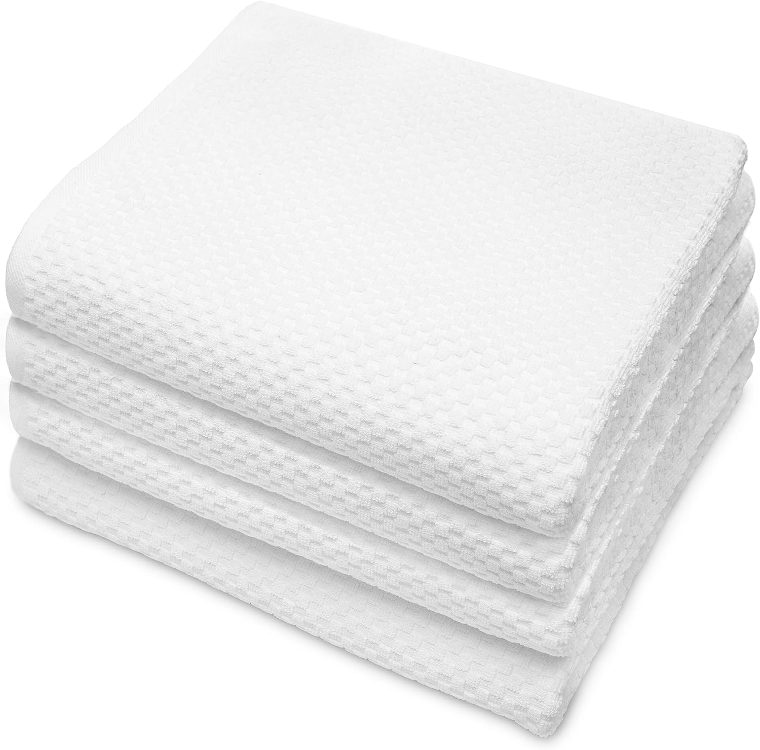 Cotton Craft - 4 Pack Eurospa Waffle Weave Oversized Bath Towels 30X56 - White - 100% Pure Ringspun Combed Cotton - True Luxury Inspired by the Finest European Spas and Resorts