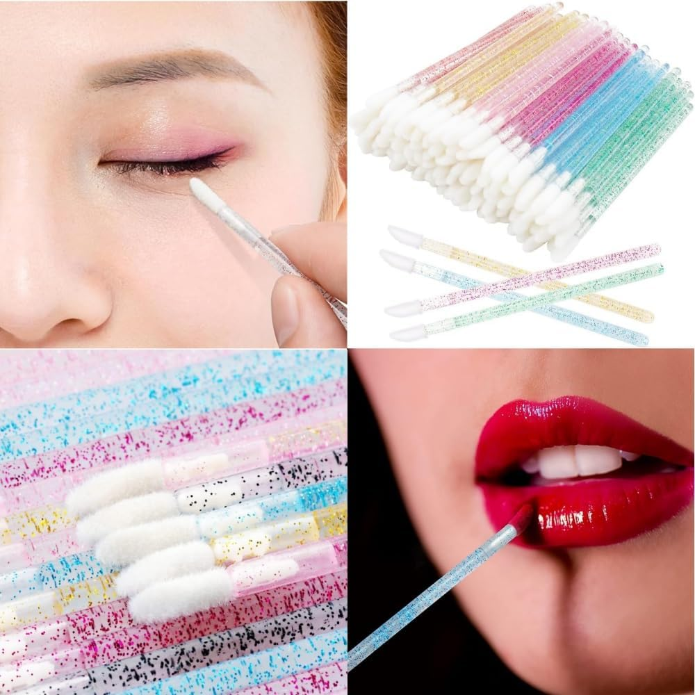 500Pcs Glitter Crystal Lip Brush,Crystal Lip Brushes Tool Kits Lip Gloss Applicators Lipstick Gloss Wands （Multicolour） image number 1