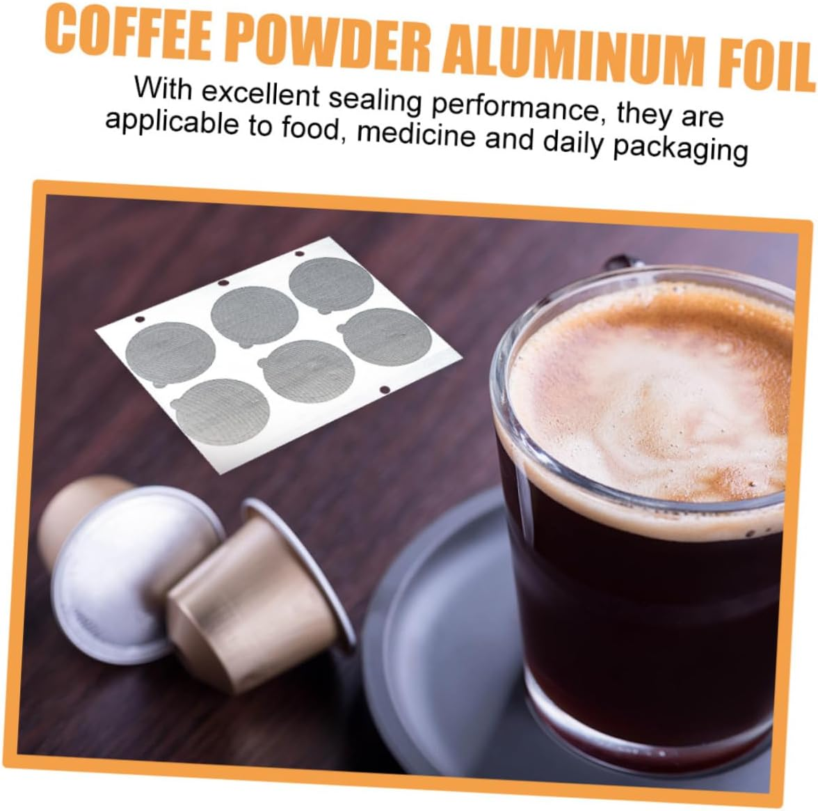 VICASKY 100Pcs Reusable Seal Sticker Capsule Cup Film Aluminum Espresso Lids Sealing Film for Capsule Powder Aluminum Foil Cup for and Coffee image number 5