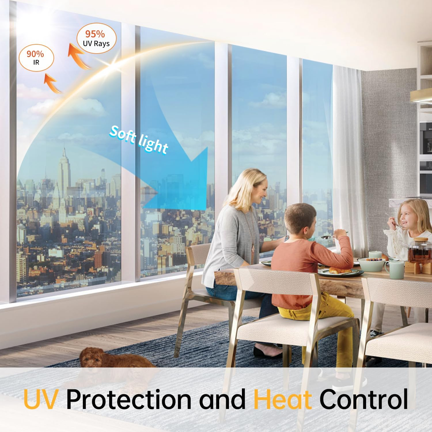 Sun Blocking Window Privacy Film, One Way Window Tint for Home, Daytime Window Privacy See Out Not in Window Cling Mirror Reflective anti UV Glass Covering for Home Office Car (Silver, 45X200Cm) image number 2