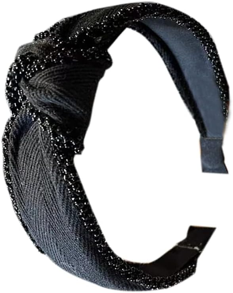 Boho Bow Tie Knotted Fabric Headbands Knotted Hair Bands Elastic Fabric Headgear Vintage Flower Headband Turban Headband for Women (Beadde) 2 Pieces - Cashewred image number 4