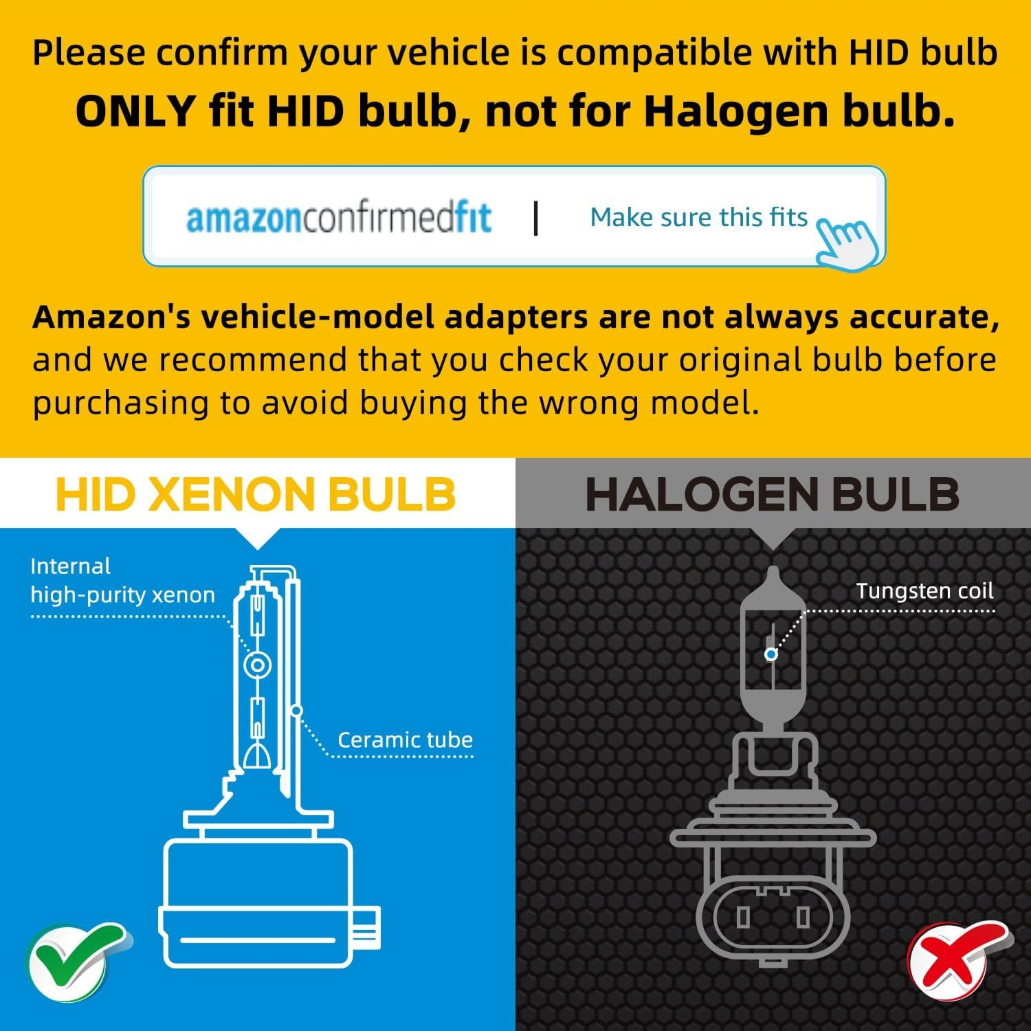 Sinoparcel D1S HID Bulb,6000K 35W, Replacement High Low Beam Headlights Xenon Bulb - Pack of 2 image number 5