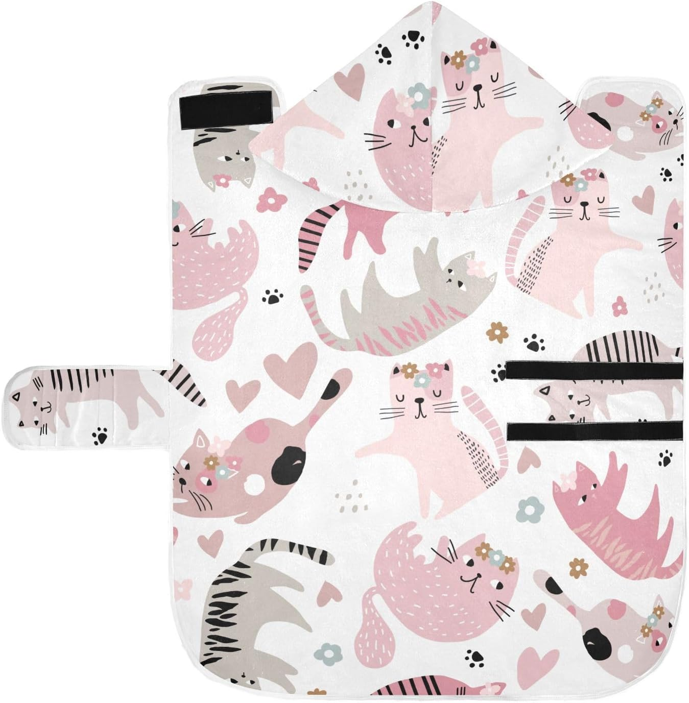 AIXIWAWA Cute Cats Pet Bathrobe Towels with Adjustable Collar & Waist, Quick Absorbent Drying Coat for Cats and Dogs image number 6