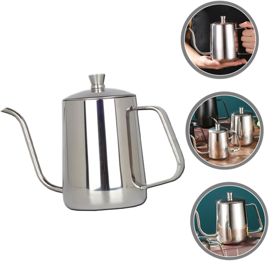 VERDANVERSE Stainless Steel Gooseneck Kettle with Long Spout for Coffee Drip Brewing and Tea Induction Compatible Office Coffee Pot with Ergonomic Handle and Heat Resistant Base