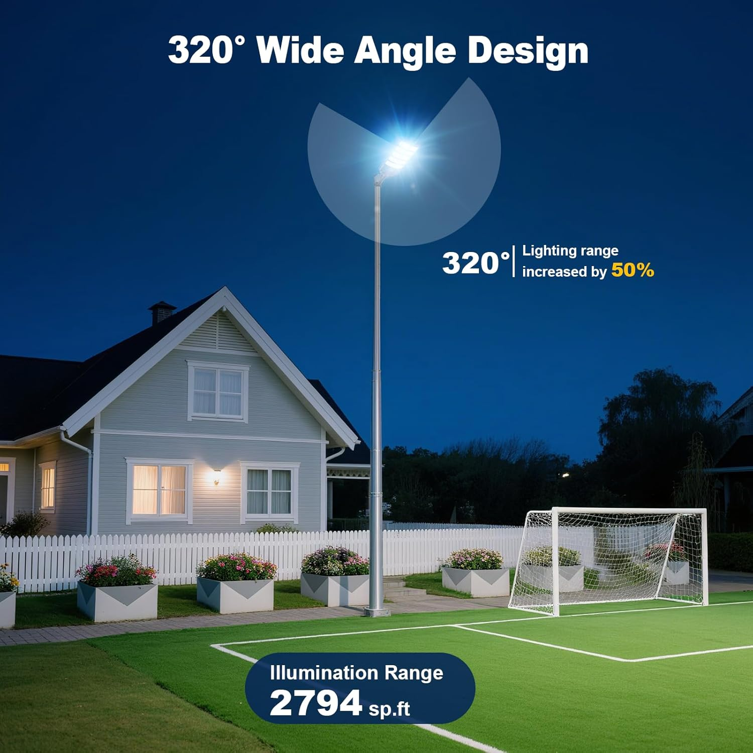 6000W Solar Street Light Outdoor, YACAISI 8500K Super Bright Commercial Parking Lot Dusk to Dawn Waterproof Lights, LED Solar Security Motion Sensor Lamps for Court, Garage, Yard, Road image number 3