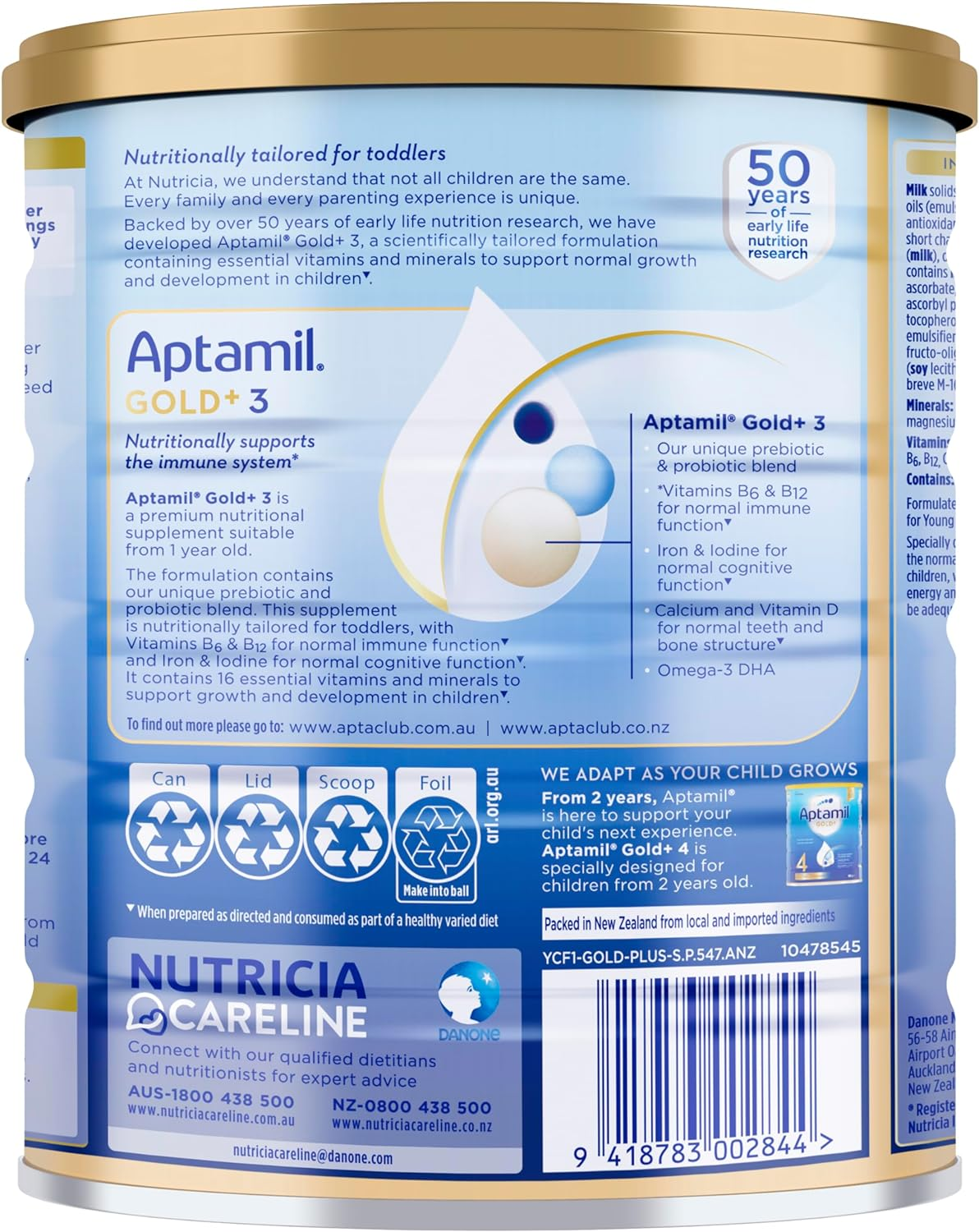 Aptamil Gold+ 3 Toddler Milk Drink from 1 Year Bundle Pack (3 X 900 G) | Our Premium Toddler Supplement image number 1