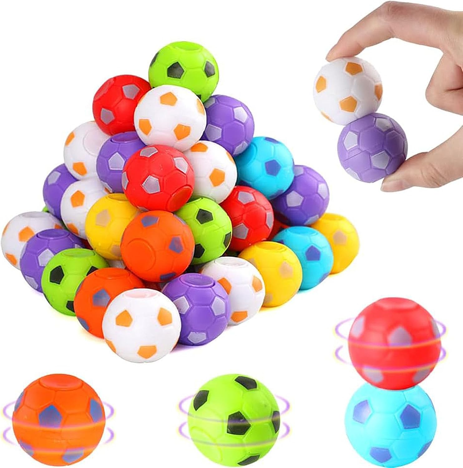36 Pack Fidget Spinners Soccer Ball Toys Kids Soccer Party Favors, Rotatable Finger Small Soccer Fidget Spinning Balls for Kids Teens Adults Bag Stocking Stuffers Birthday Prizes for Classroom image number 2